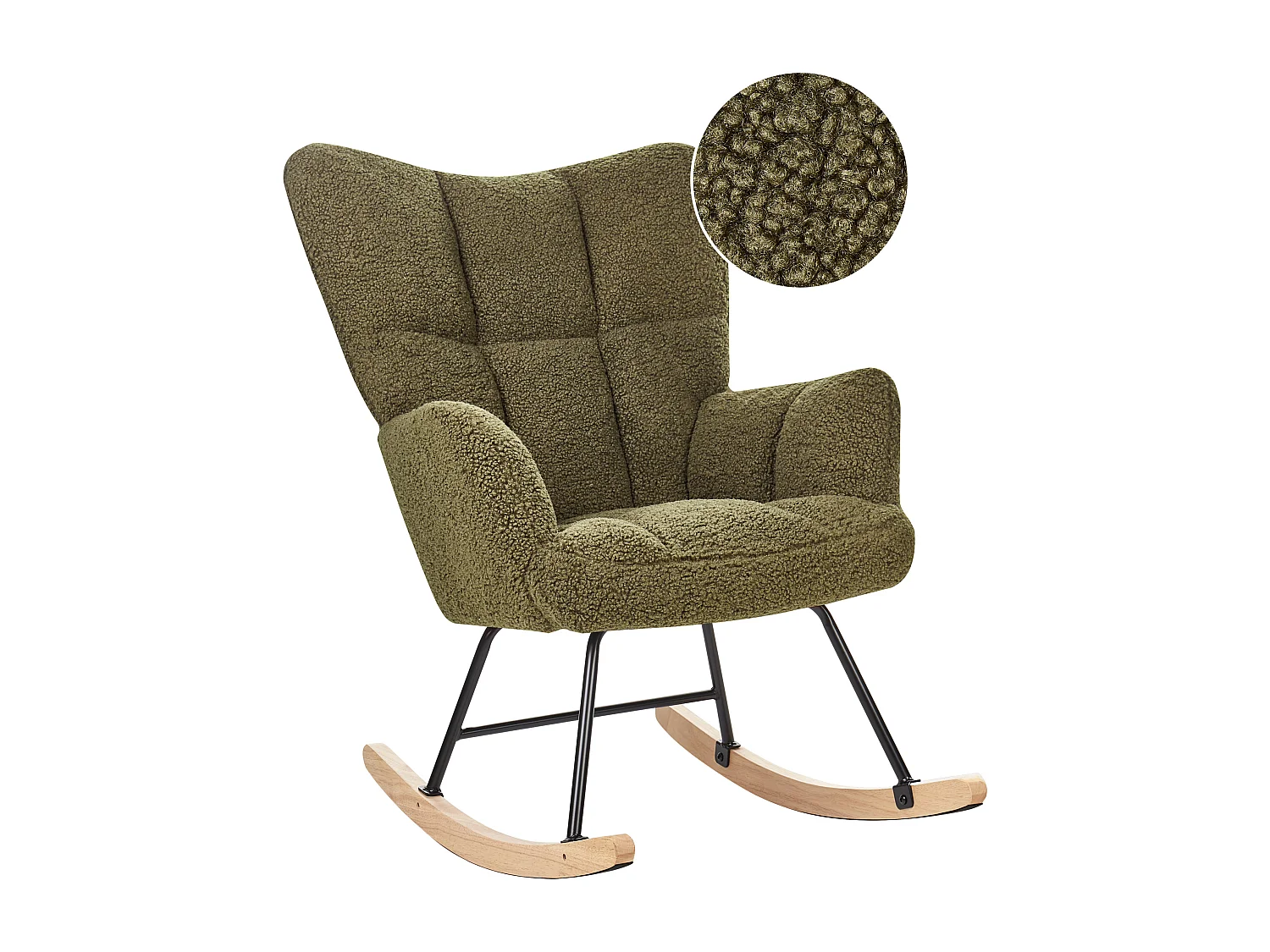 Fauteuil à bascule OULU Bouclé Vert foncé