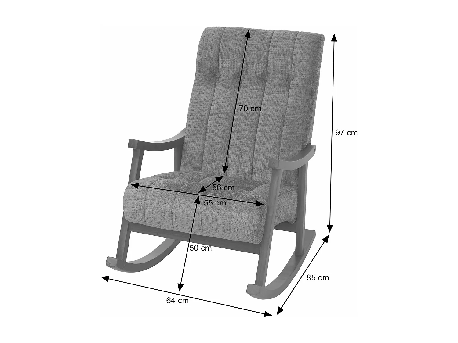 Schommelstoel MCW-K10,  crème, frame naturel