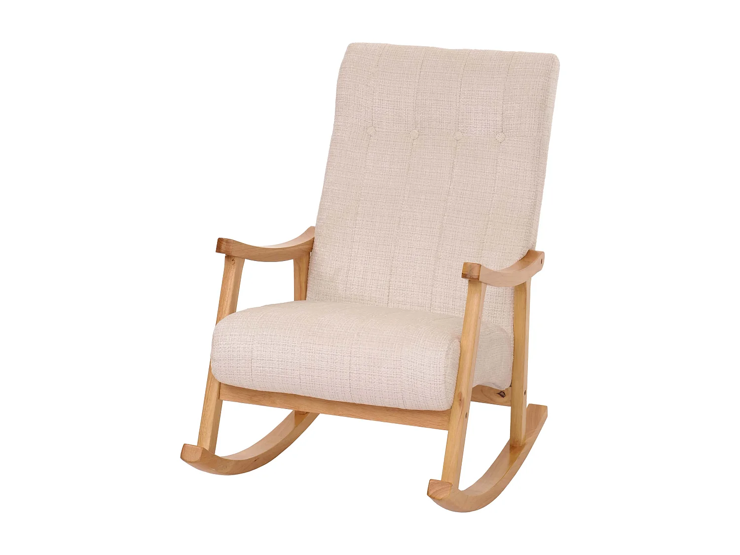Fauteuil à bascule MCW-K10,  crème, structure naturelle