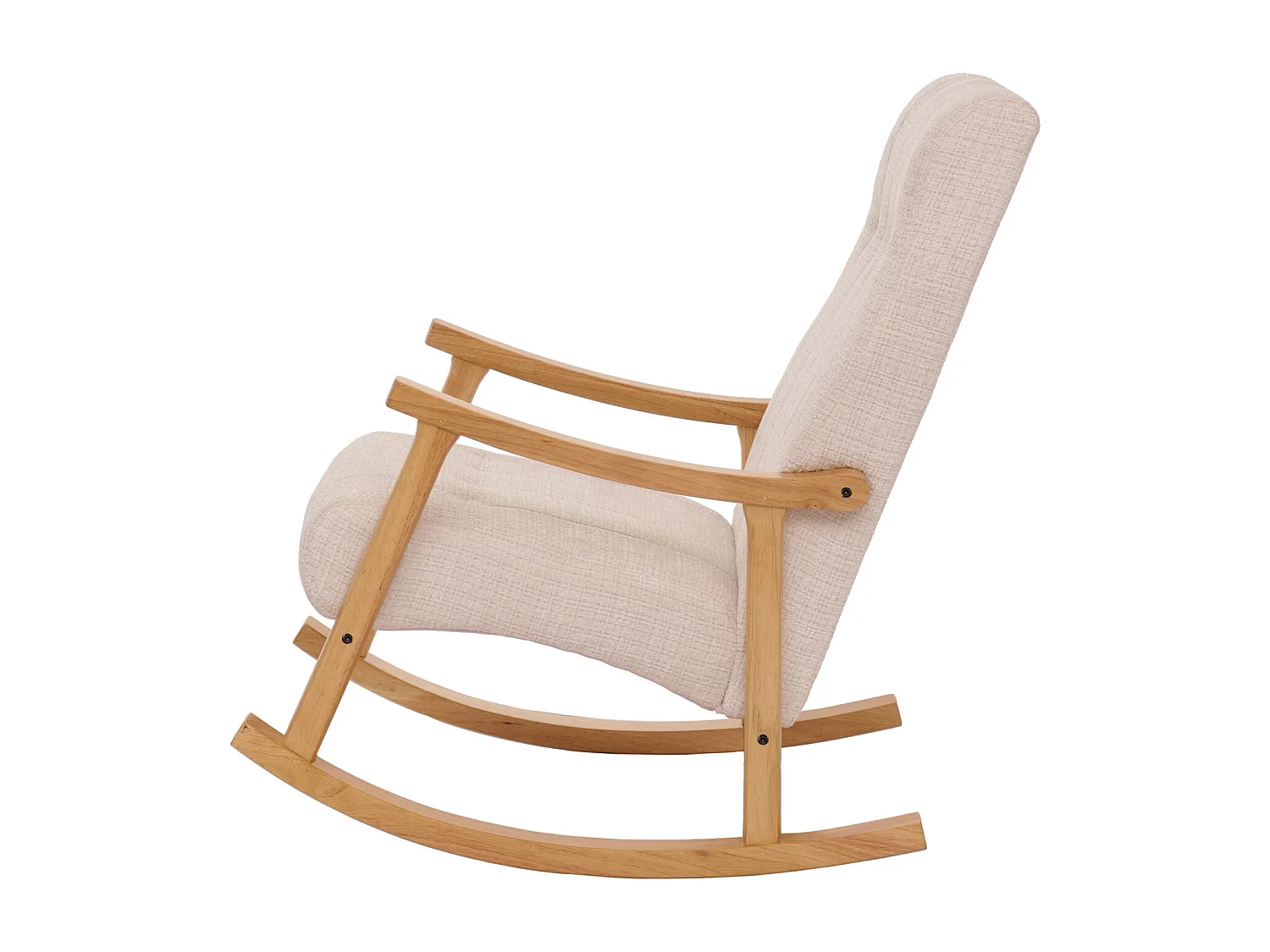 Fauteuil à bascule MCW-K10,  crème, structure naturelle