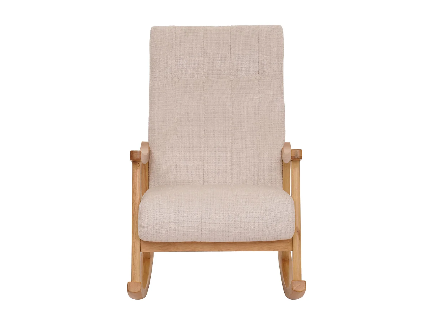 Fauteuil à bascule MCW-K10,  crème, structure naturelle
