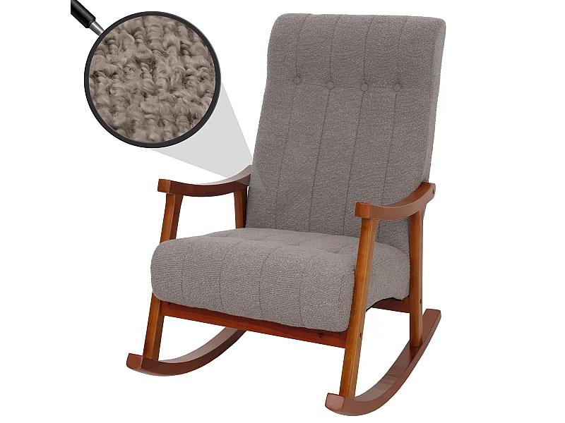 Cadeira de balanço MCW-K10,  cinzento, estrutura com acabamento em nogueira