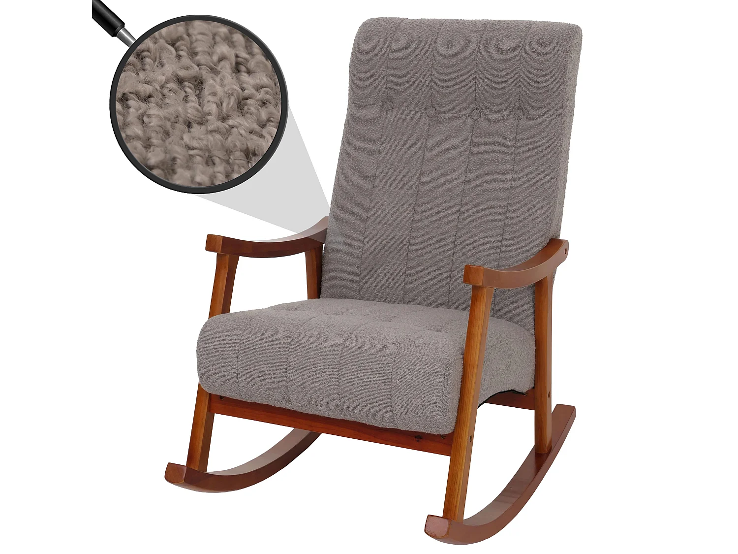 Fauteuil à bascule MCW-K10,  gris, structure aspect noyer