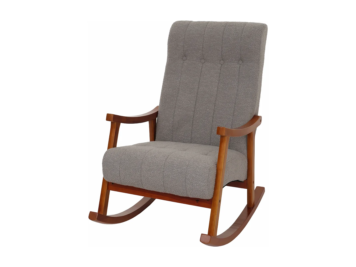 Fauteuil à bascule MCW-K10,  gris, structure aspect noyer