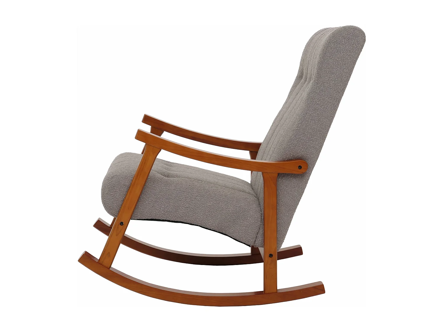 Fauteuil à bascule MCW-K10,  gris, structure aspect noyer