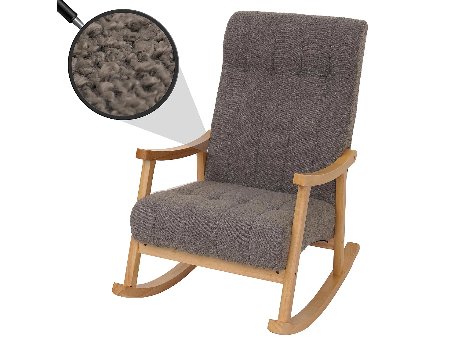 Silla mecedora MCW-K10,  gris oscuro, estructura natural