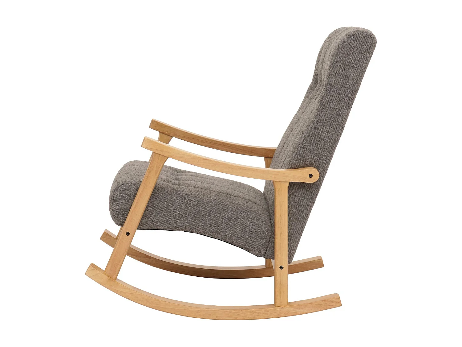Silla mecedora MCW-K10,  gris oscuro, estructura natural