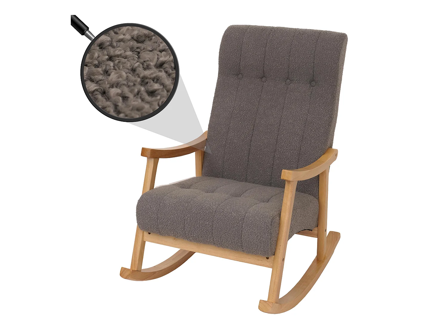 Fauteuil à bascule MCW-K10,  gris foncé, structure nature