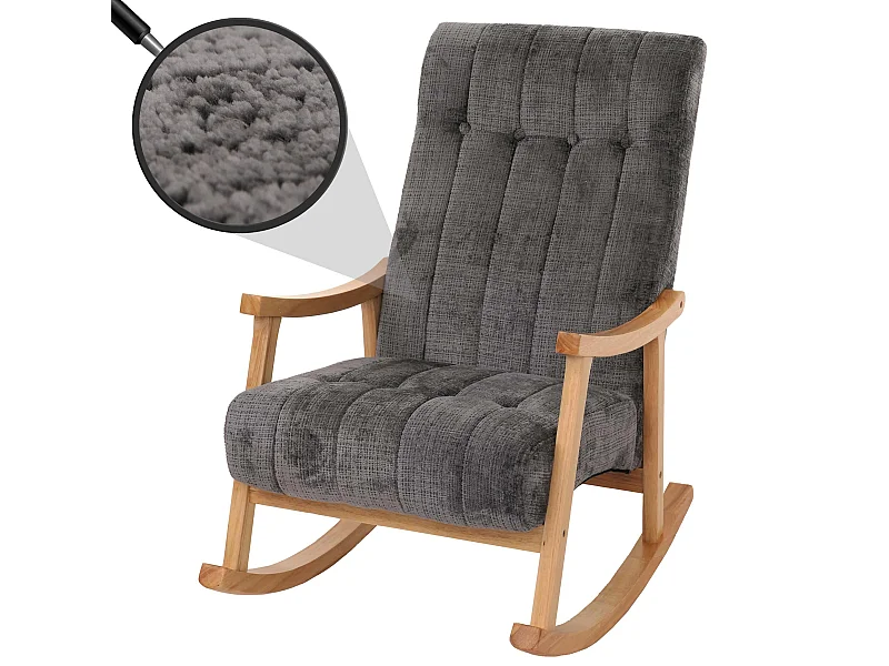 Fotel bujany MCW-K10,  ciemnoszary, stelaż naturalny