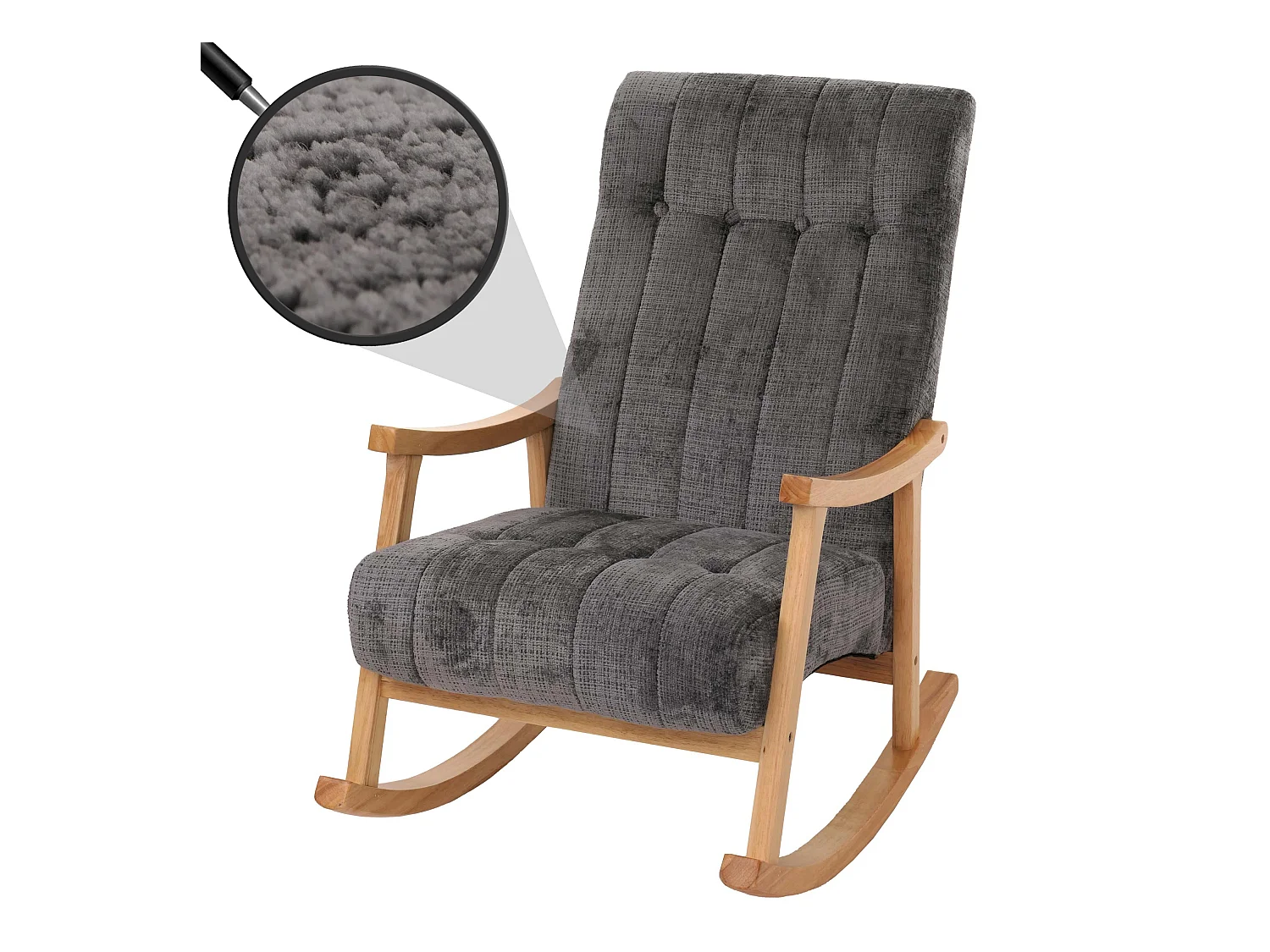 Fauteuil à bascule MCW-K10,  gris foncé, structure nature
