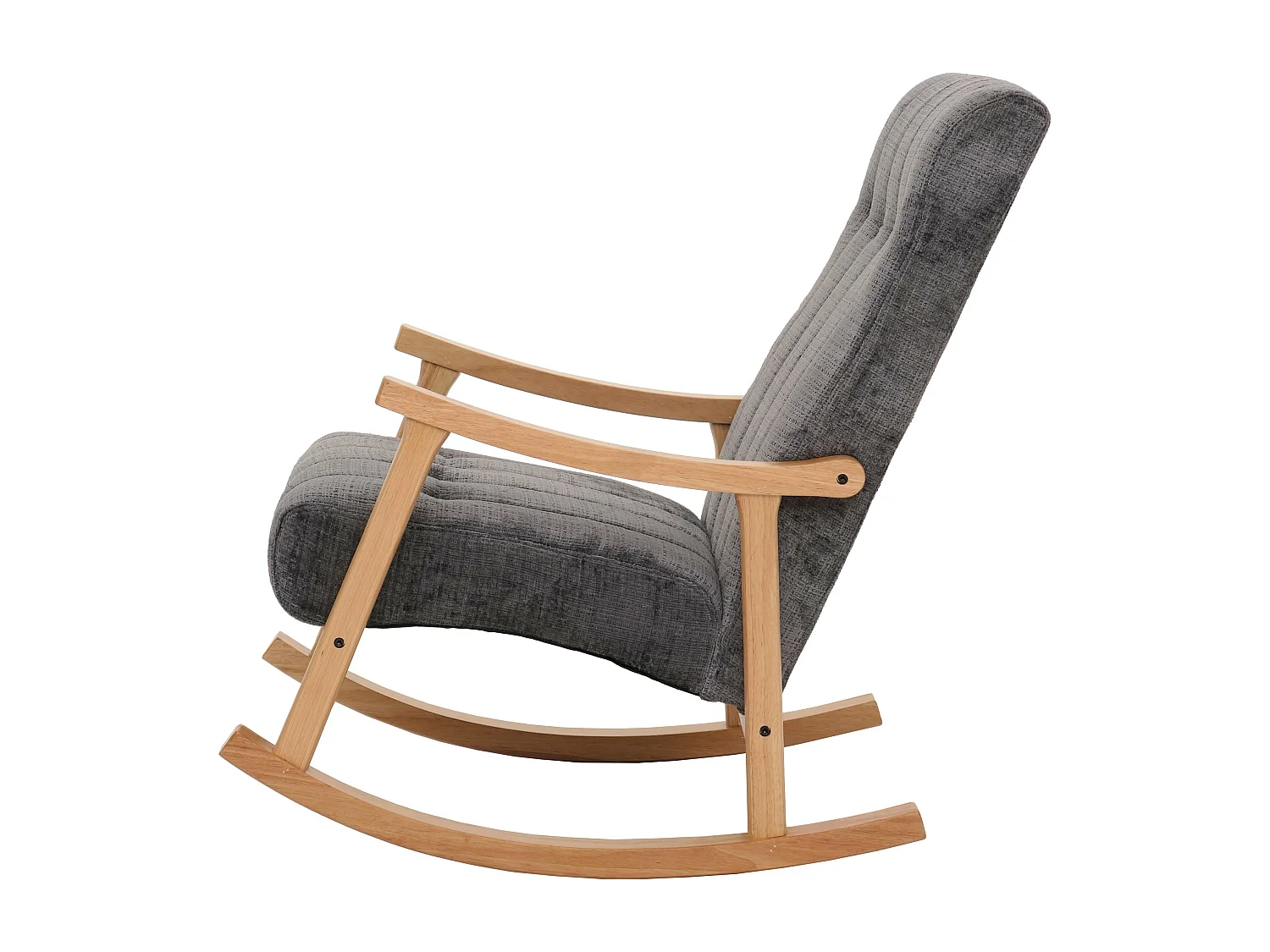 Fauteuil à bascule MCW-K10,  gris foncé, structure naturelle