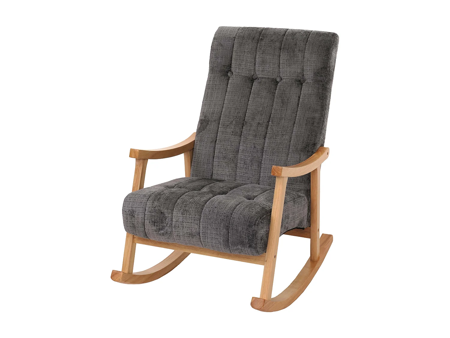 Fauteuil à bascule MCW-K10,  gris foncé, structure naturelle