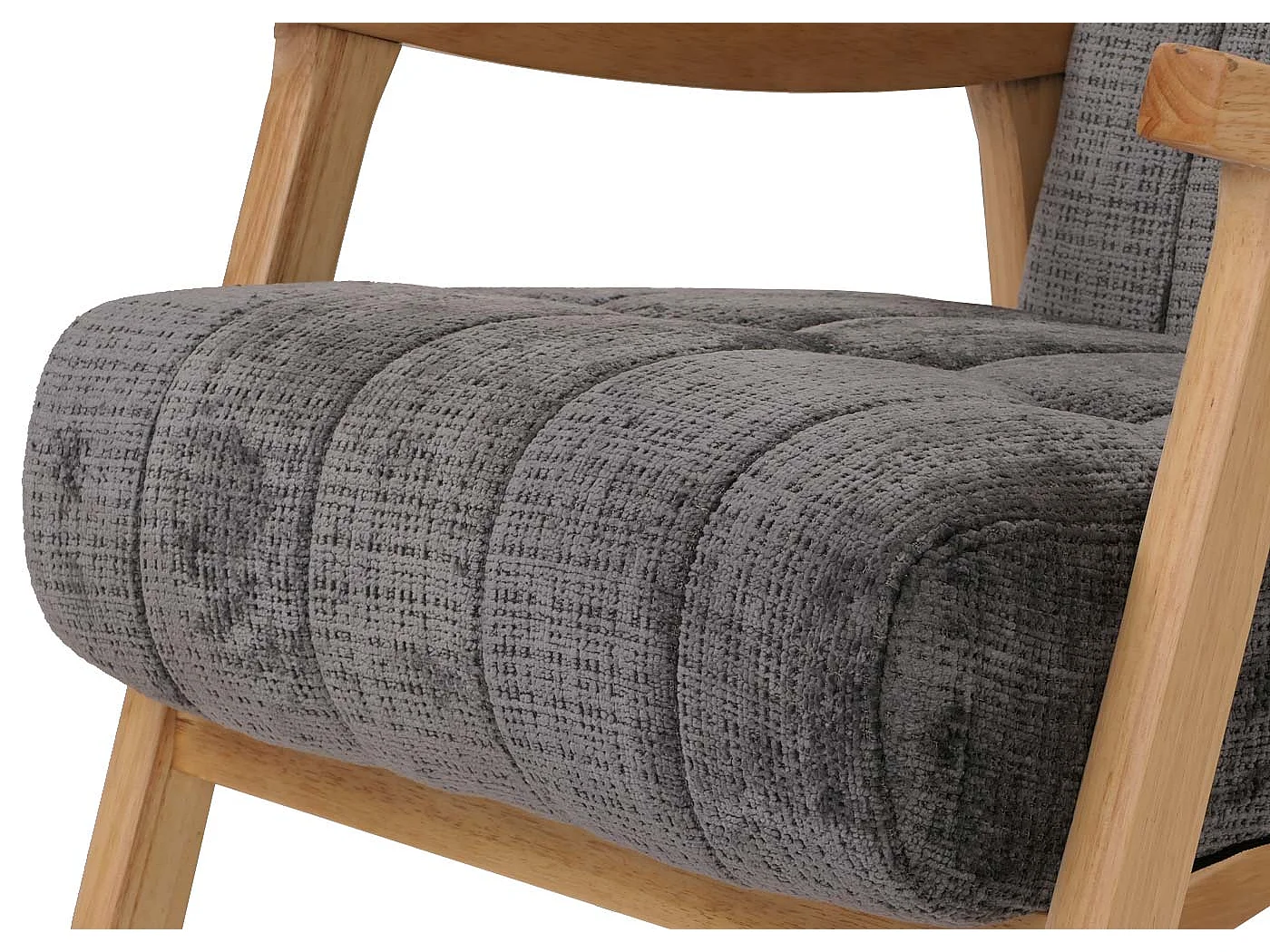 Fauteuil à bascule MCW-K10,  gris foncé, structure naturelle