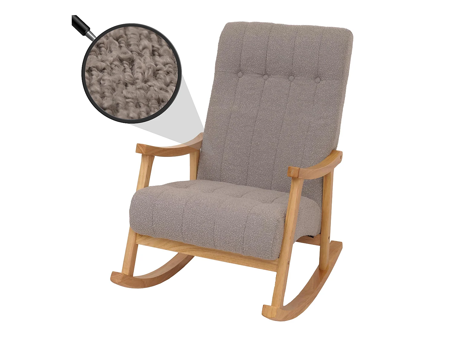 Fauteuil à bascule MCW-K10,  gris, piètement naturel