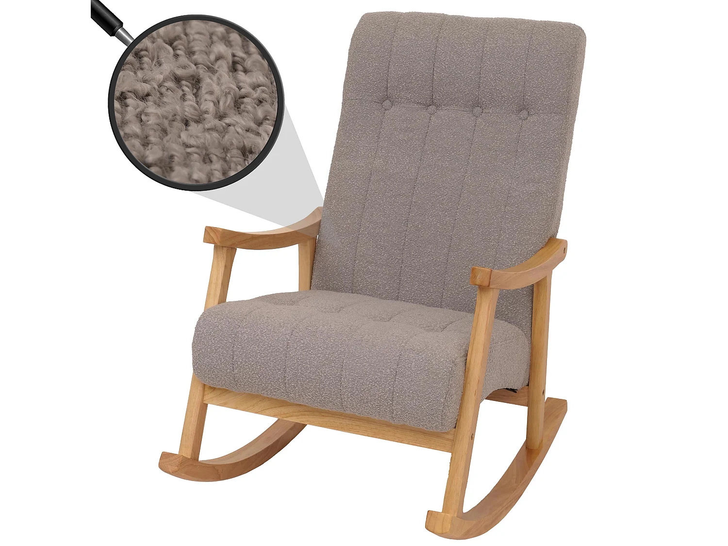 Fauteuil à bascule MCW-K10,  gris, piètement naturel