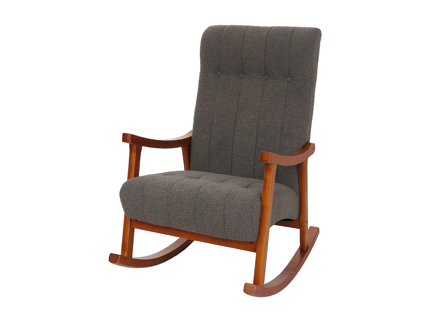 Fauteuil à bascule MCW-K10,  gris foncé, structure aspect noyer