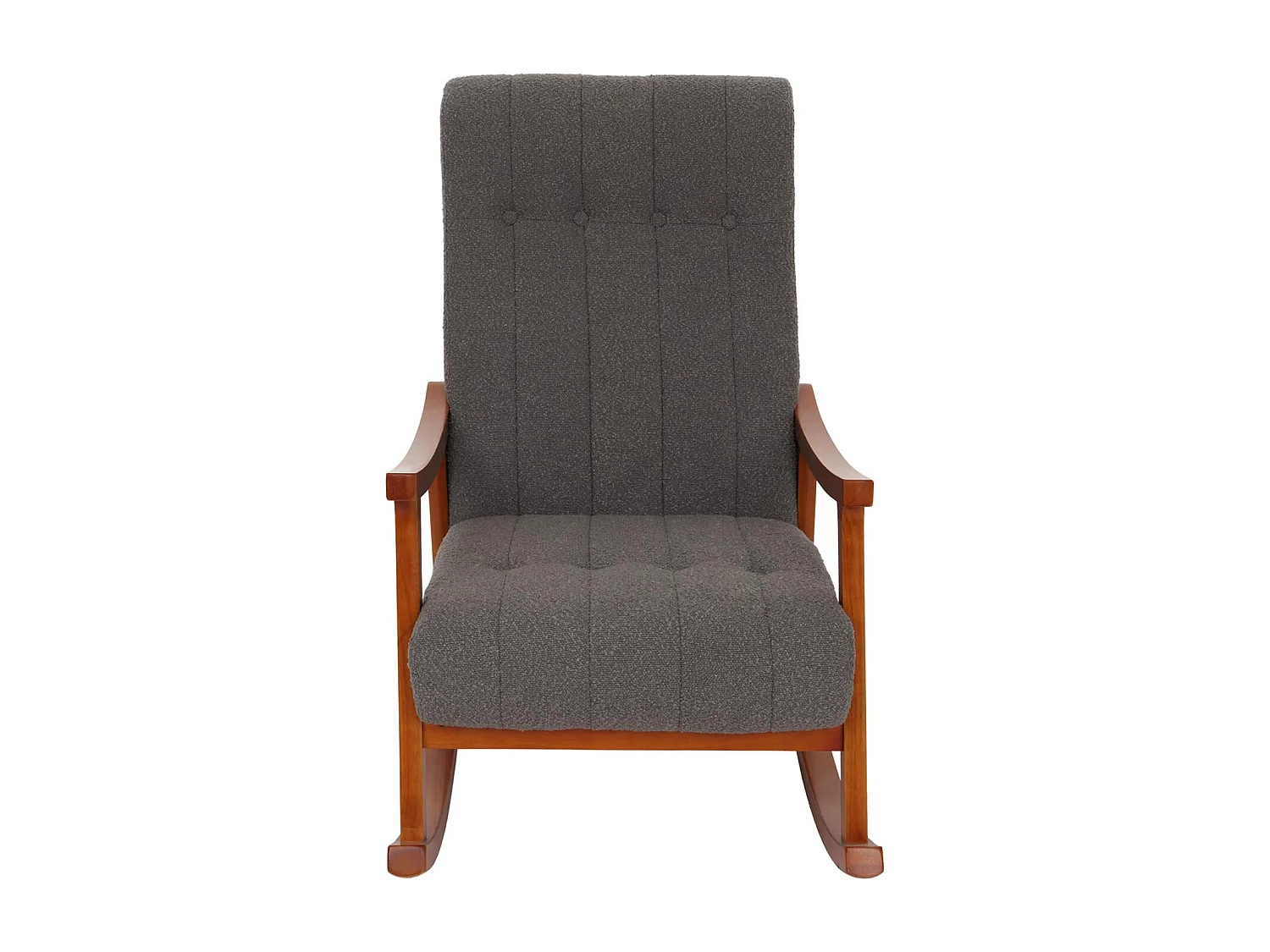 Fauteuil à bascule MCW-K10,  gris foncé, structure aspect noyer