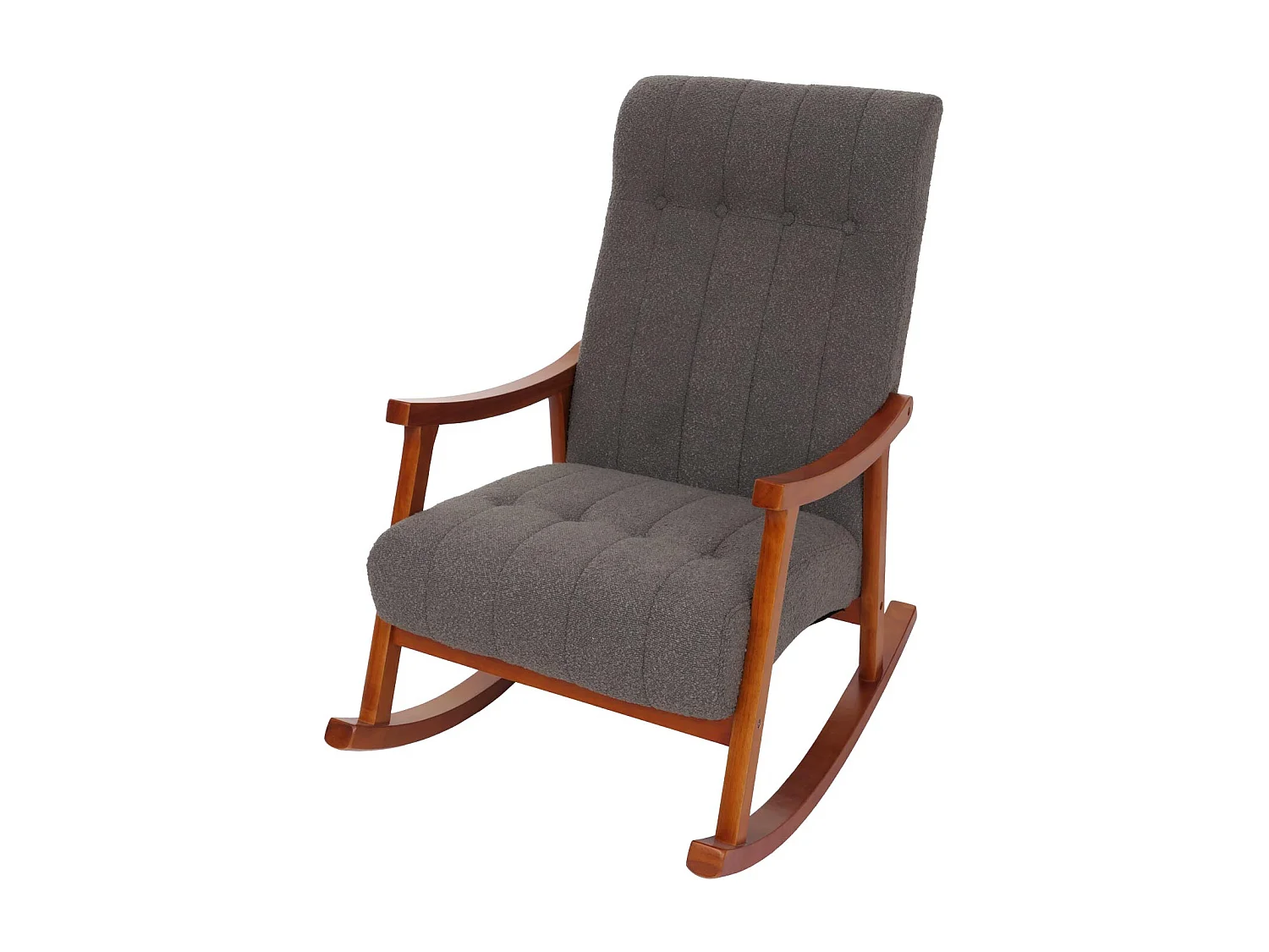 Fauteuil à bascule MCW-K10,  gris foncé, structure aspect noyer