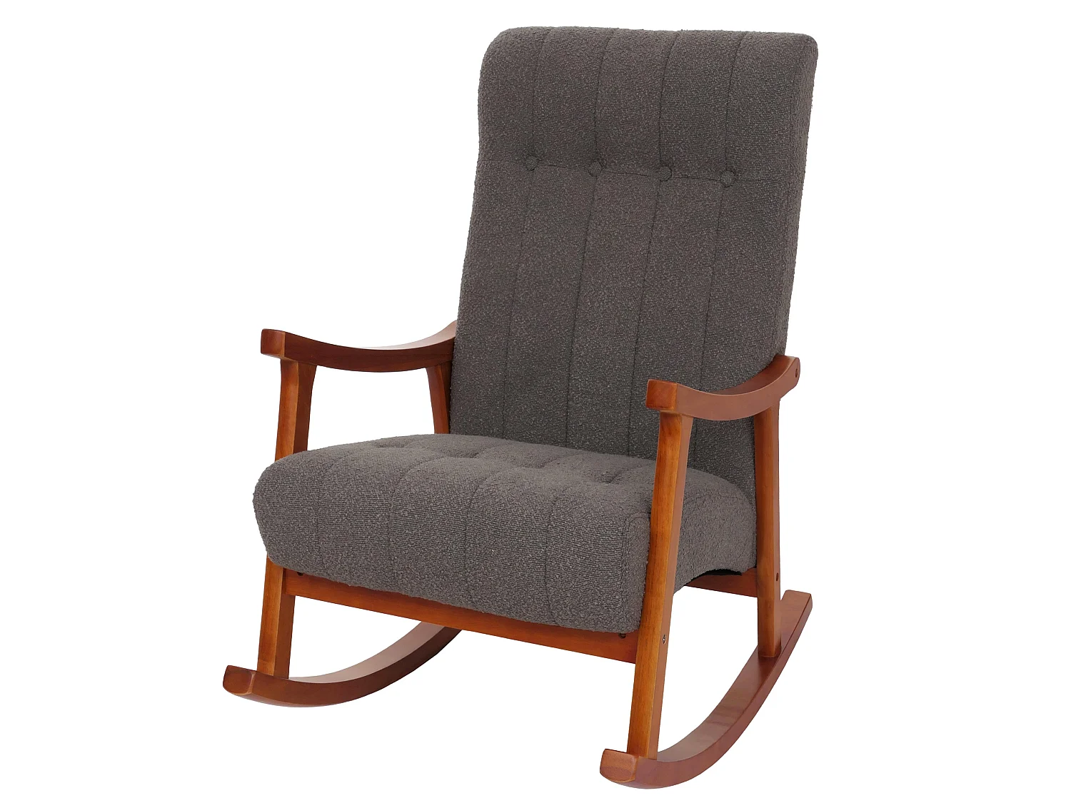 Fotel bujany MCW-K10,  ciemnoszary, stelaż w kolorze orzecha włoskiego