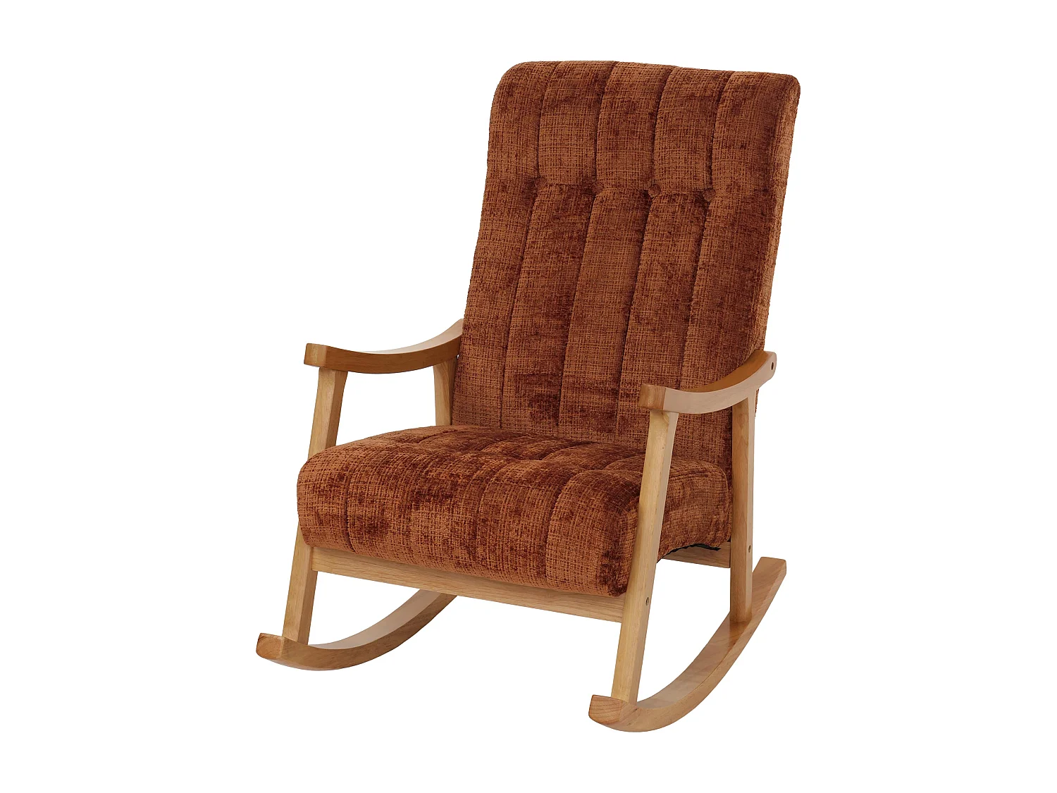 Fauteuil à bascule MCW-K10,  terre cuite, structure naturelle