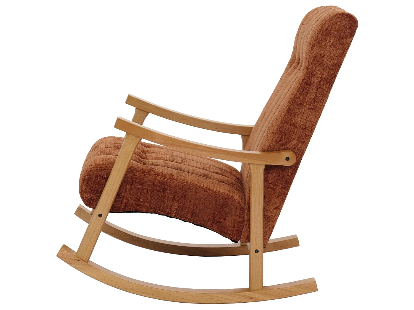 Fauteuil à bascule MCW-K10,  terre cuite, structure naturelle