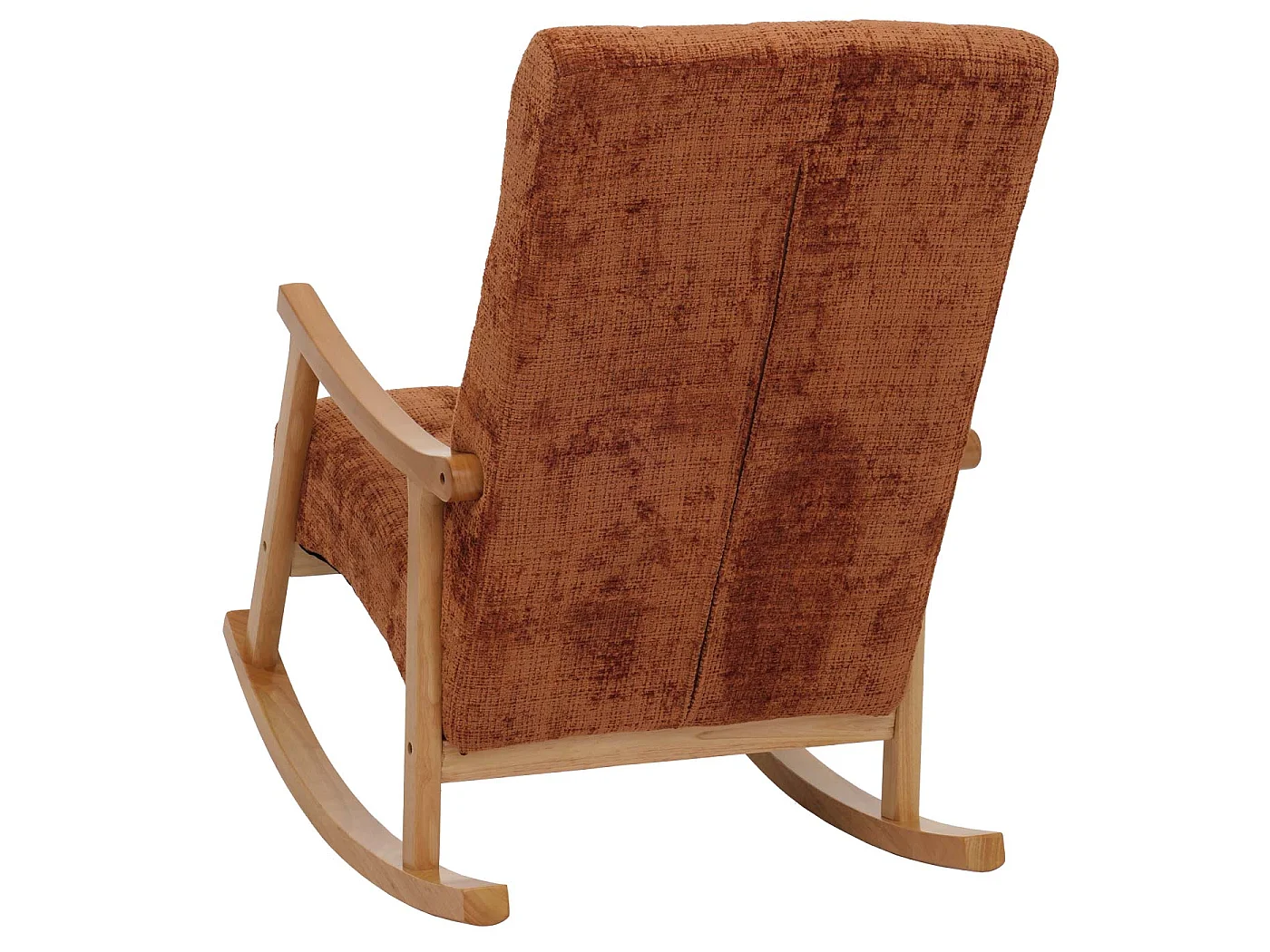 Fauteuil à bascule MCW-K10,  terre cuite, structure naturelle