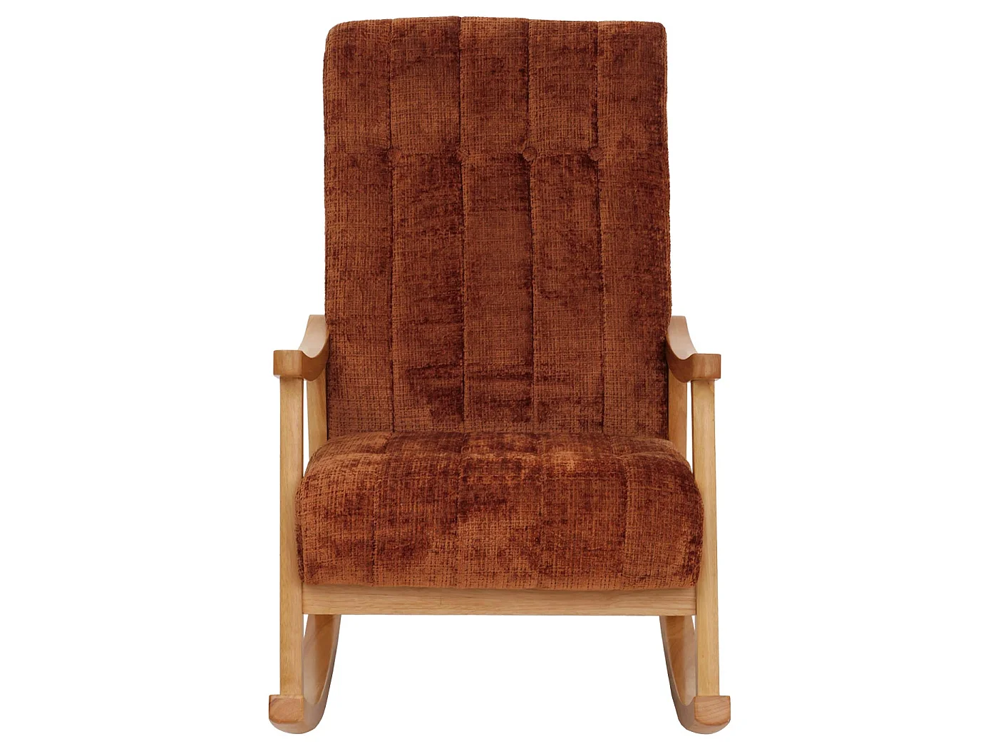 Fauteuil à bascule MCW-K10,  terre cuite, structure naturelle