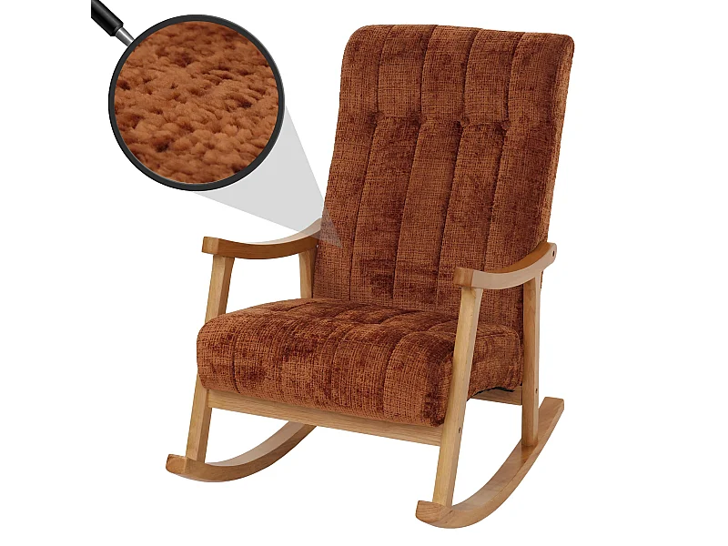 Fauteuil à bascule MCW-K10,  terre cuite, structure naturelle