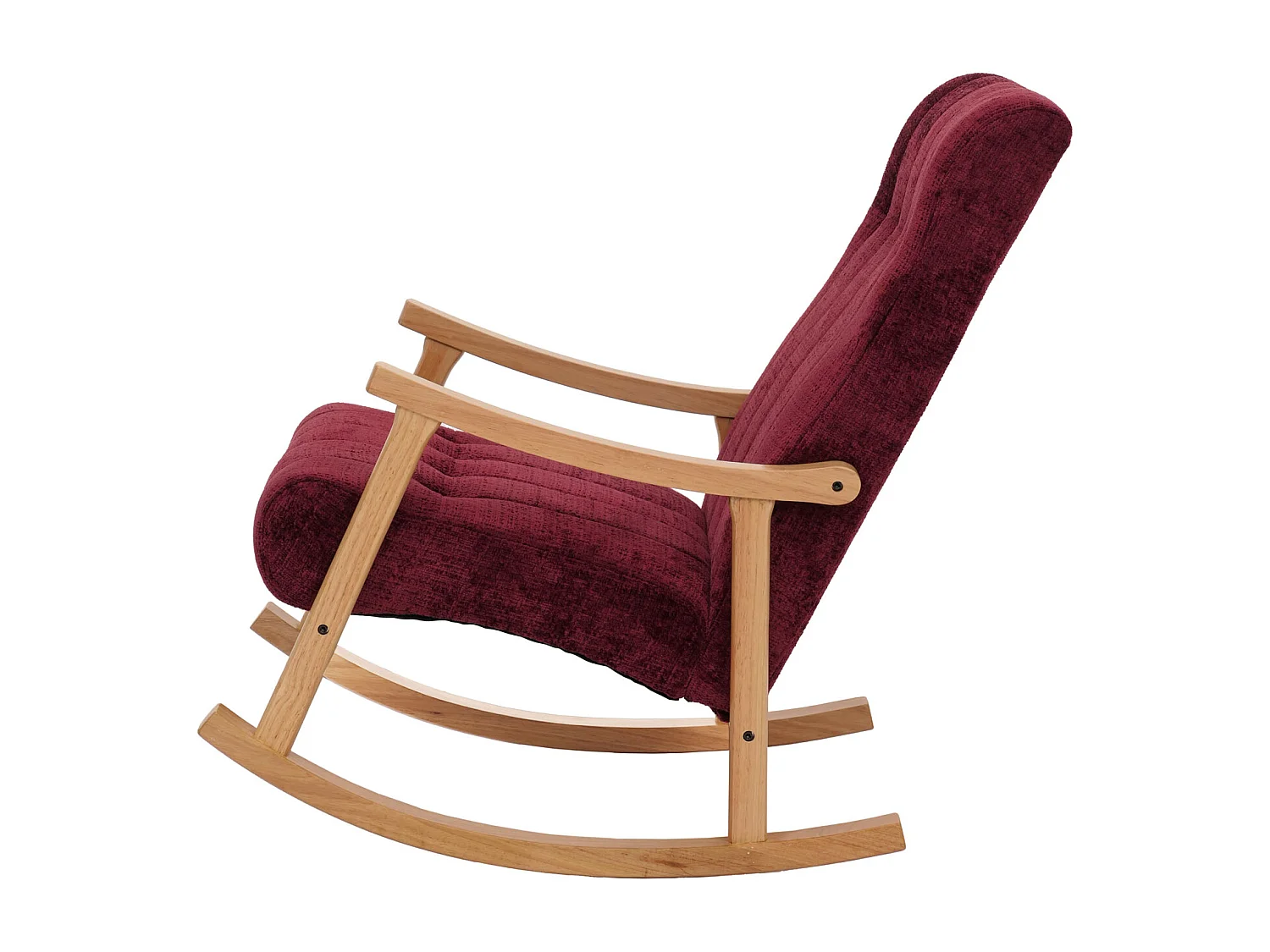 Fauteuil à bascule MCW-K10,  bordeaux, structure naturelle