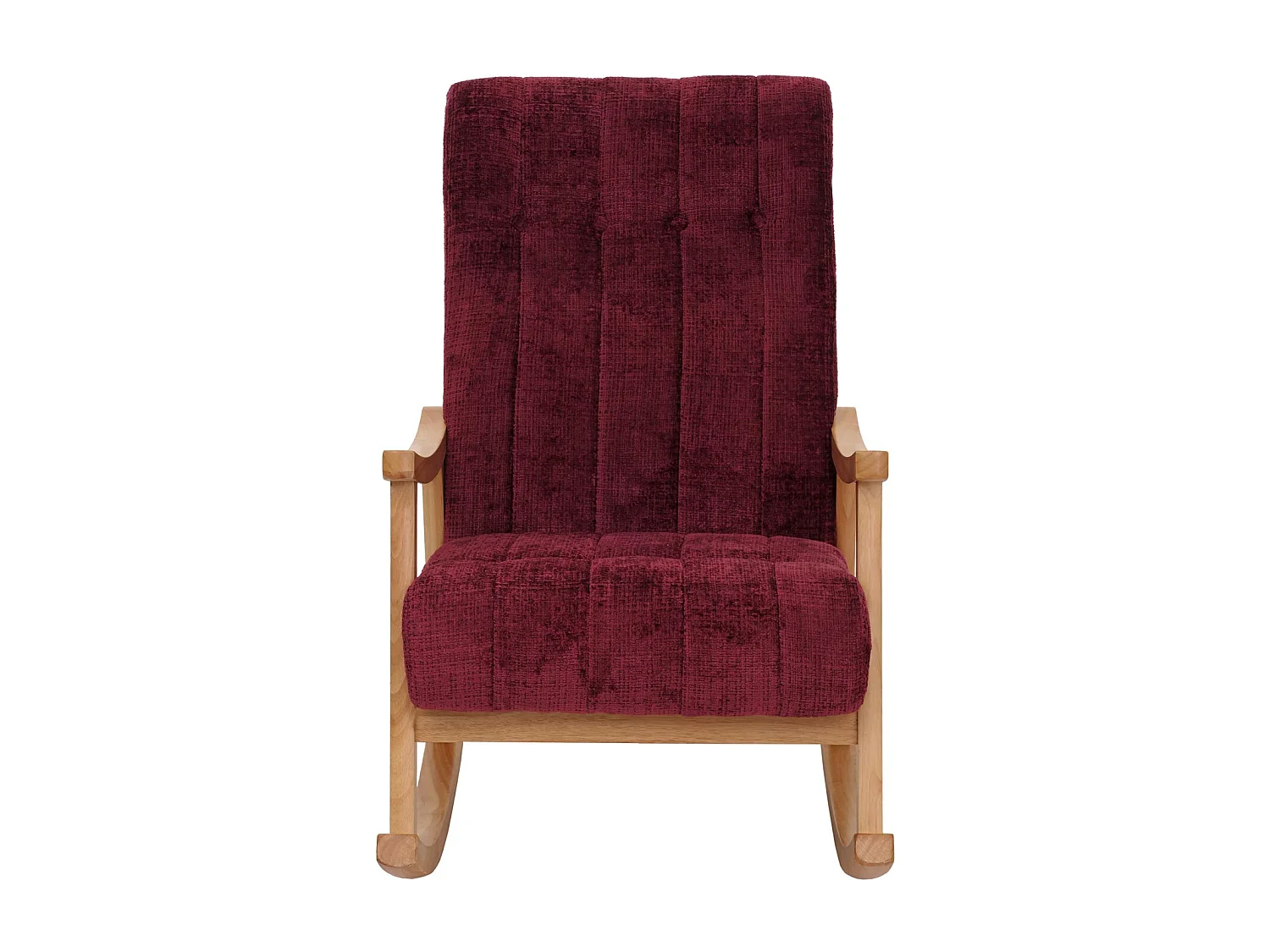 Fauteuil à bascule MCW-K10,  bordeaux, structure naturelle