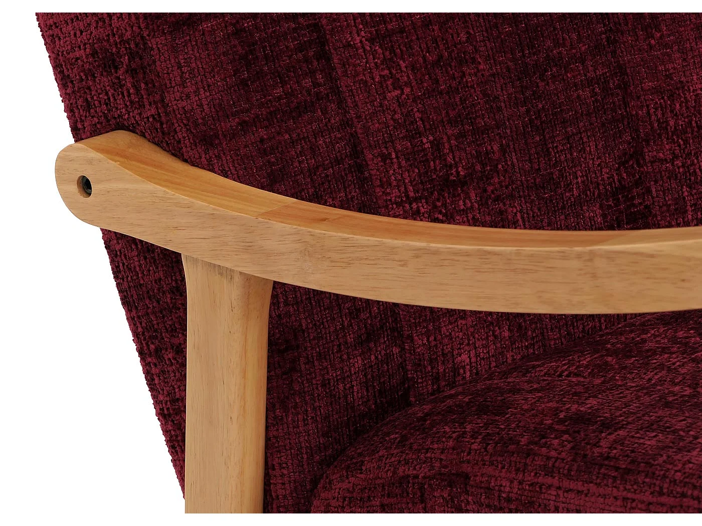 Fauteuil à bascule MCW-K10,  bordeaux, structure naturelle