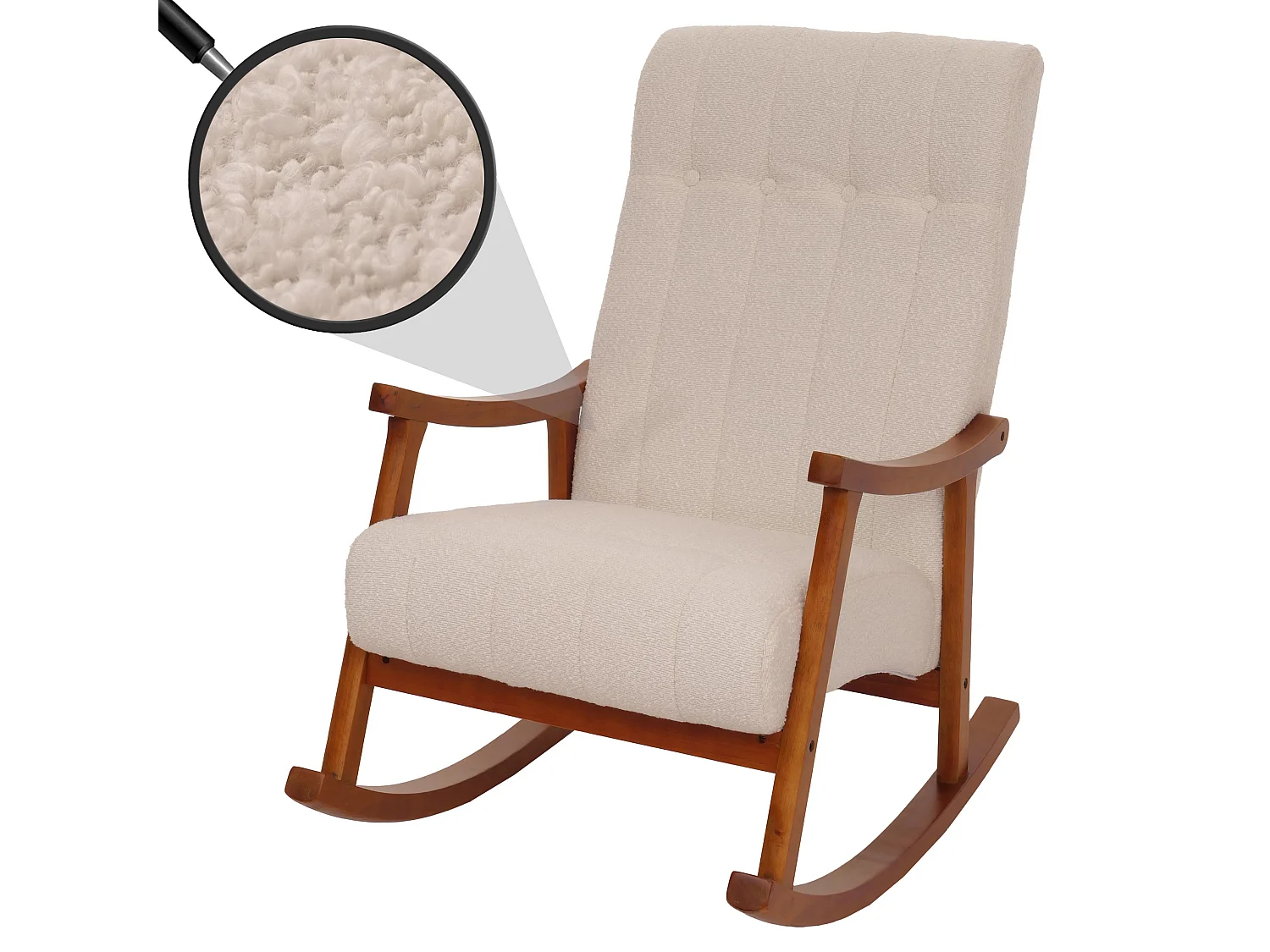 Schommelstoel MCW-K10,  beige, frame in walnootlook