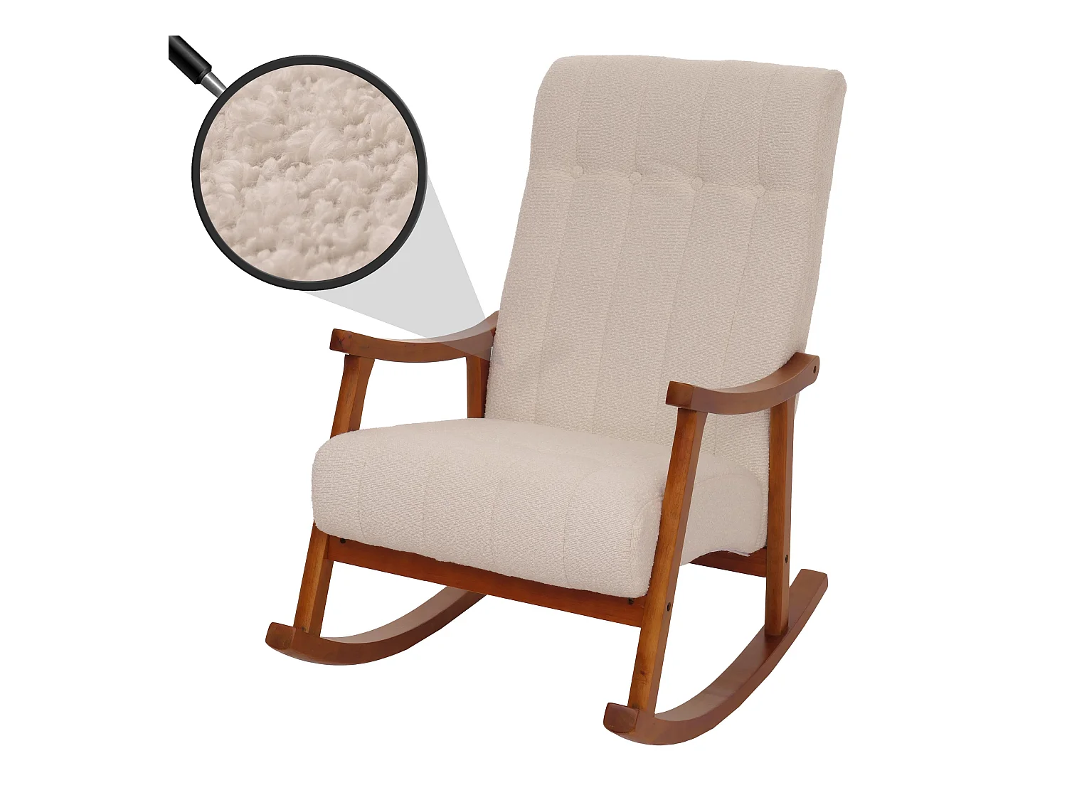 Schommelstoel MCW-K10,  beige, frame in walnootlook