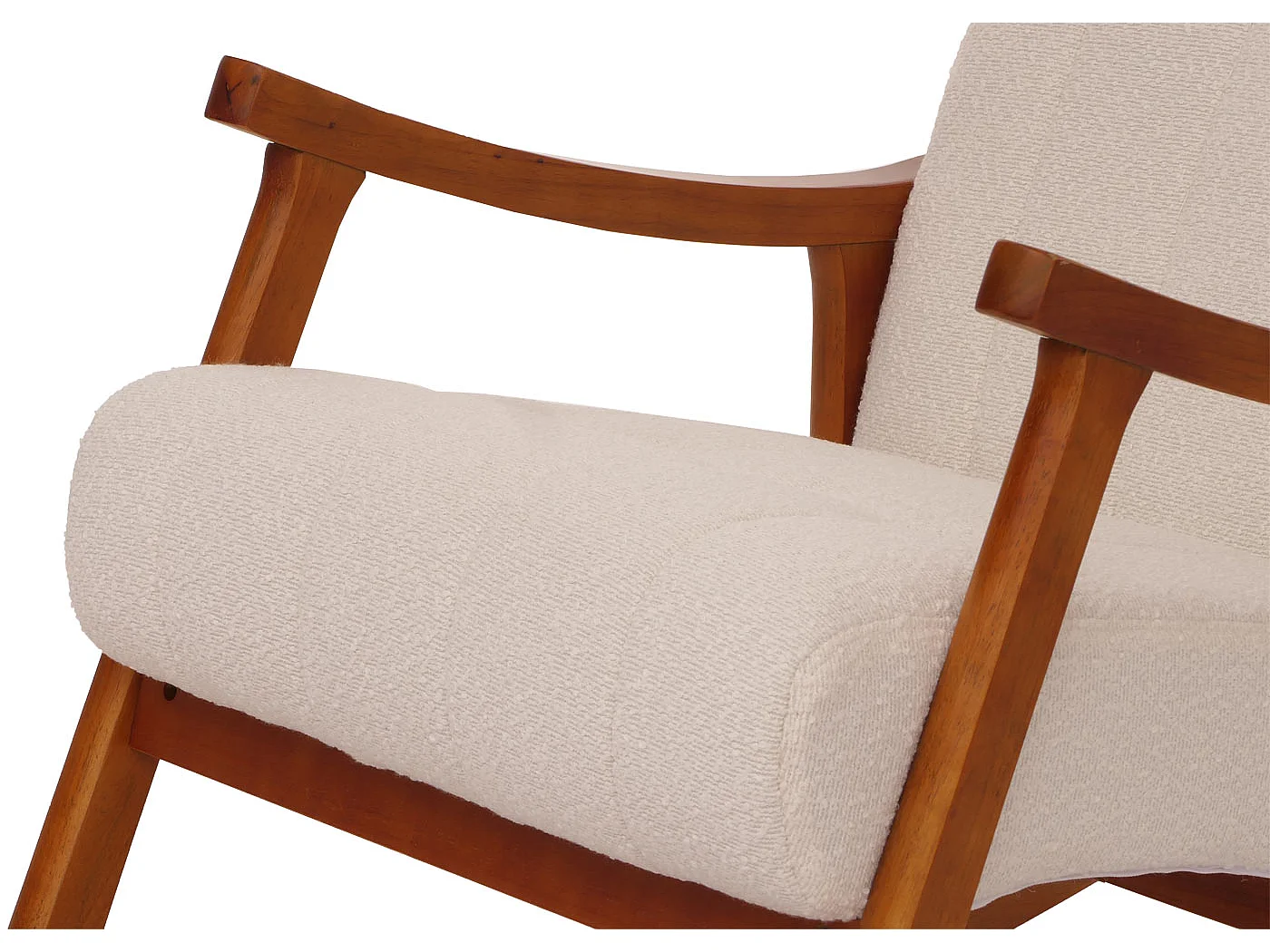 Fauteuil à bascule MCW-K10,  beige, structure aspect noyer