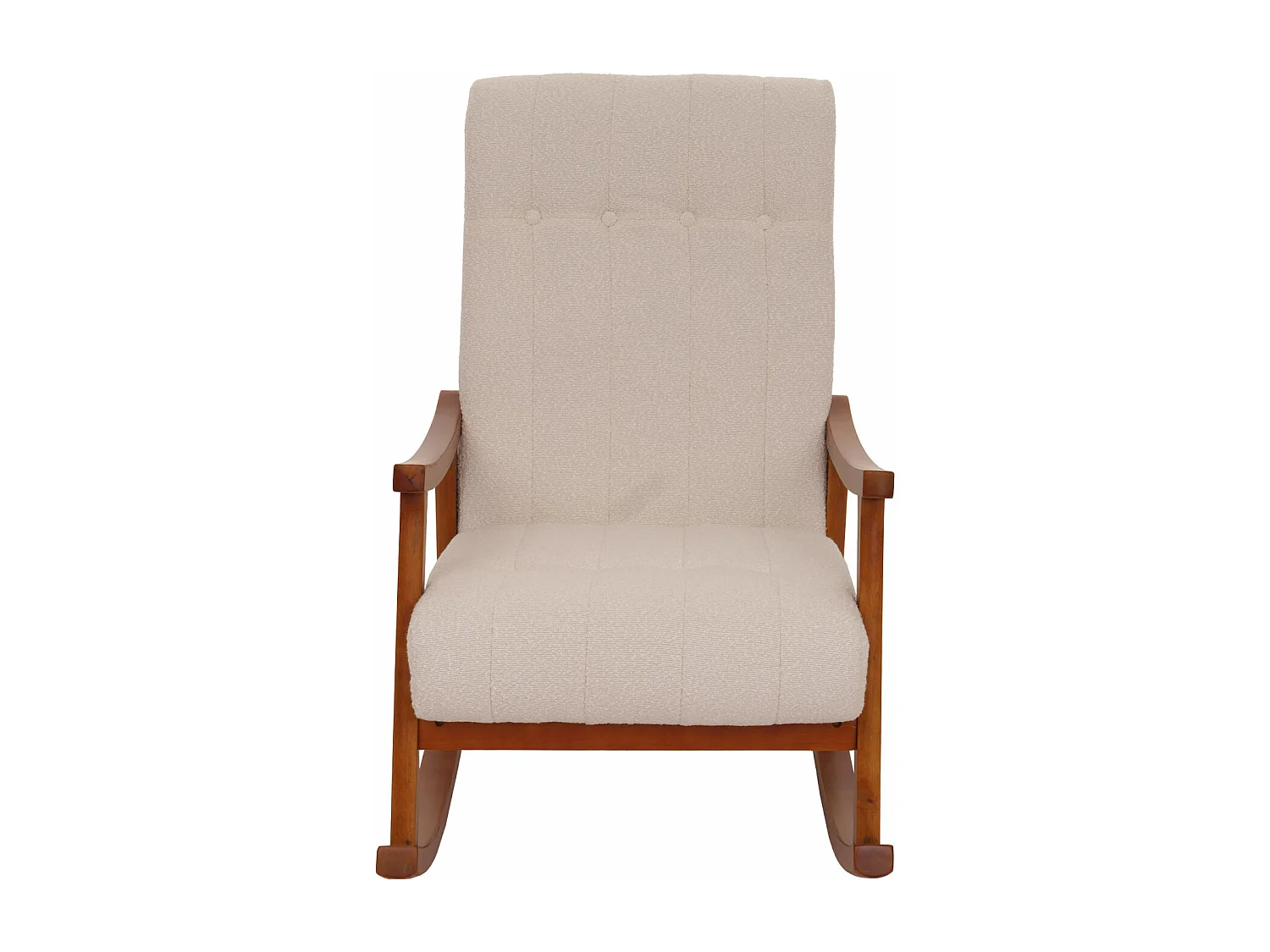 Fauteuil à bascule MCW-K10,  beige, structure aspect noyer