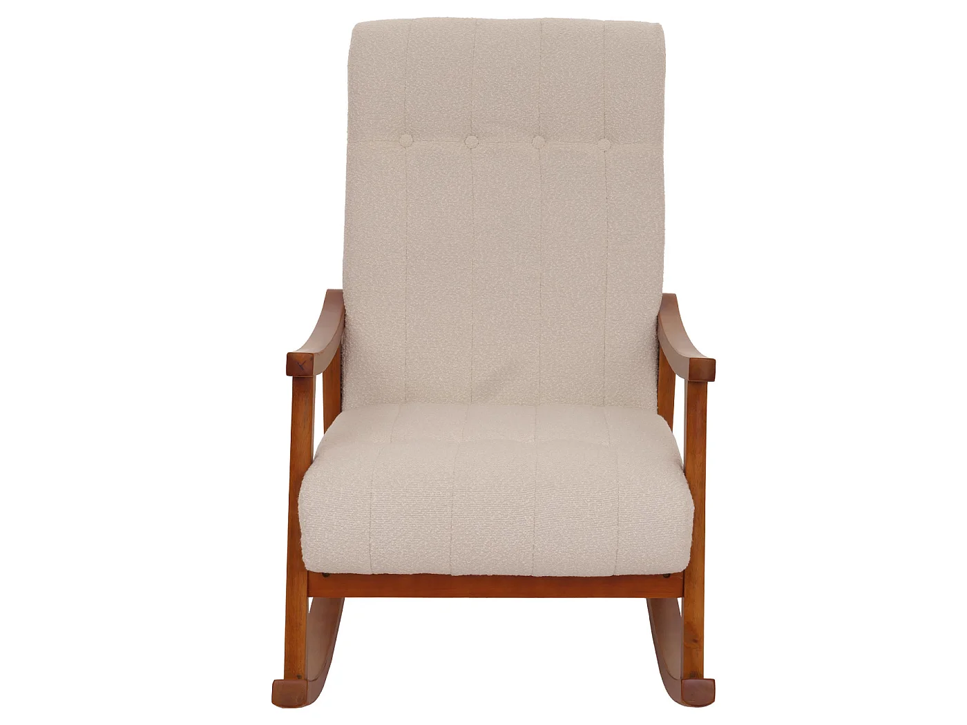 Fotel bujany MCW-K10,  beżowy, stelaż w kolorze orzecha włoskiego