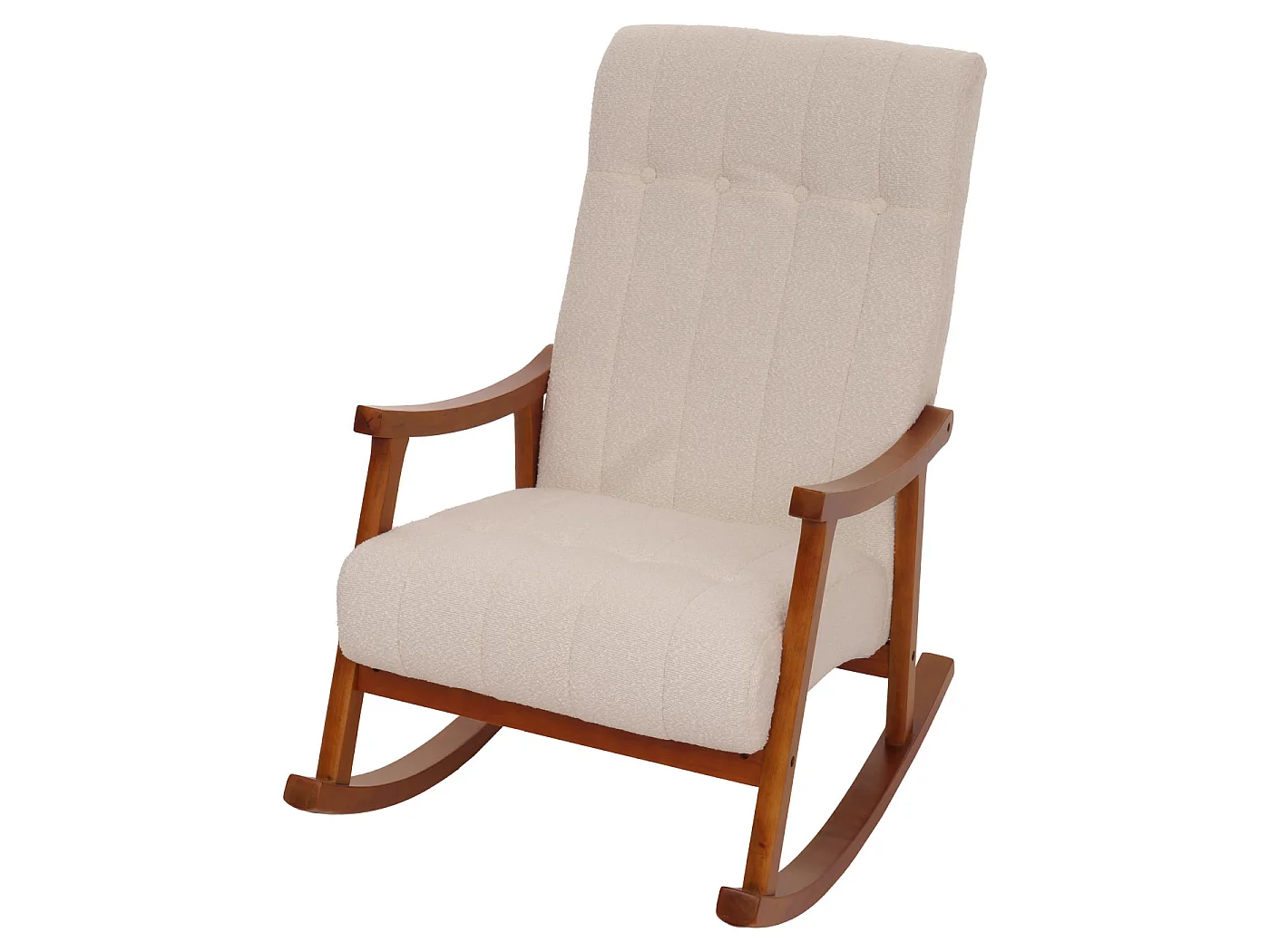 Fotel bujany MCW-K10,  beżowy, stelaż w kolorze orzecha włoskiego