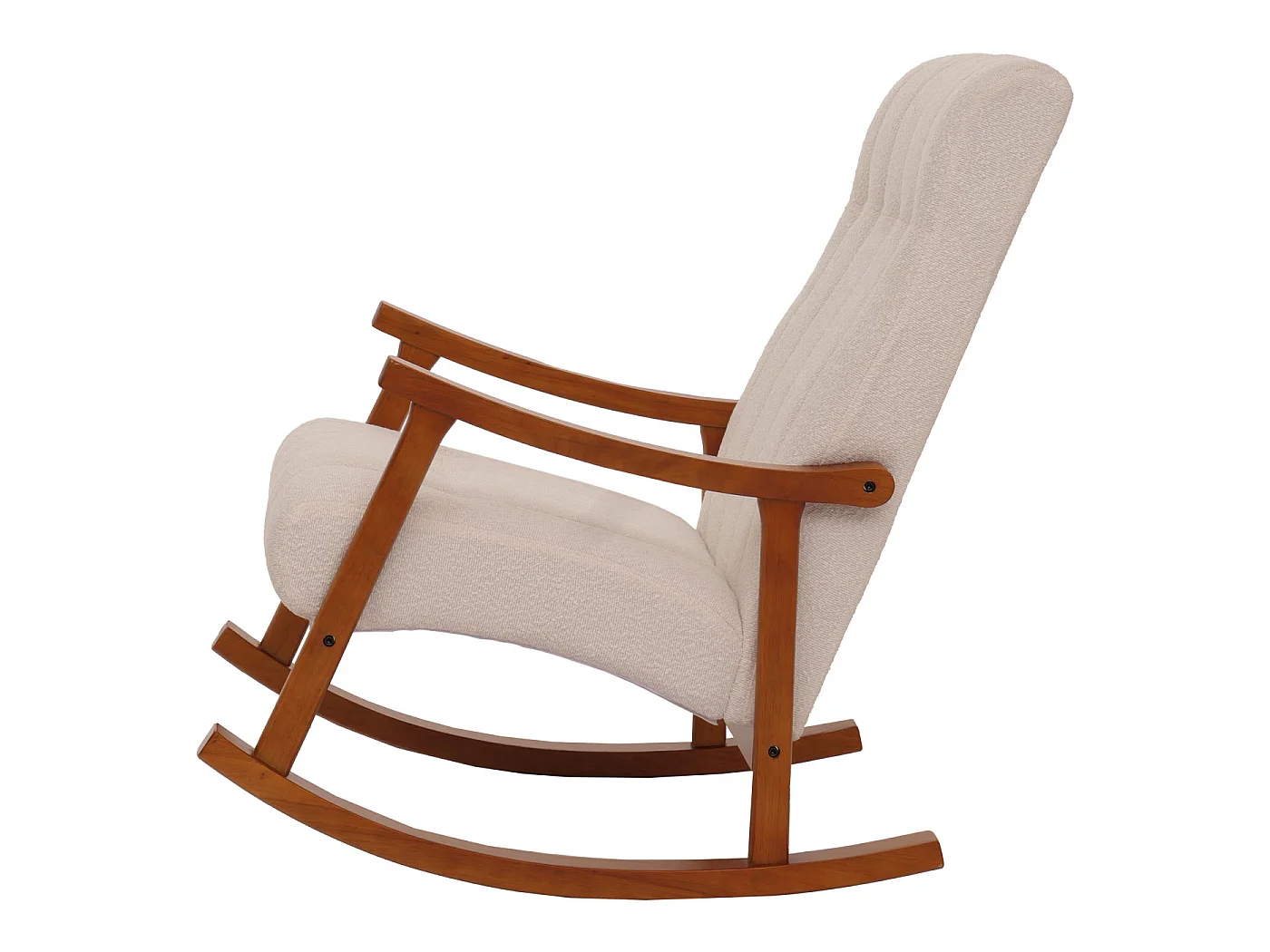 Fotel bujany MCW-K10,  beżowy, stelaż w kolorze orzecha włoskiego