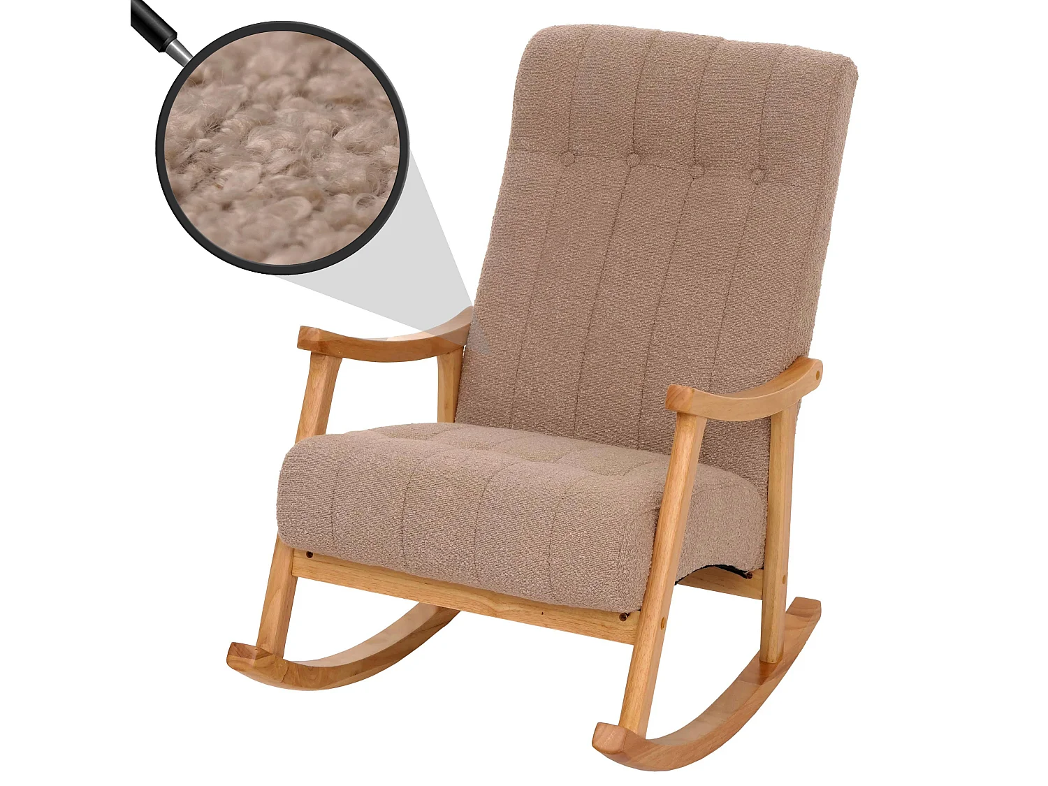 Schommelstoel MCW-K10,  taupe, frame naturel