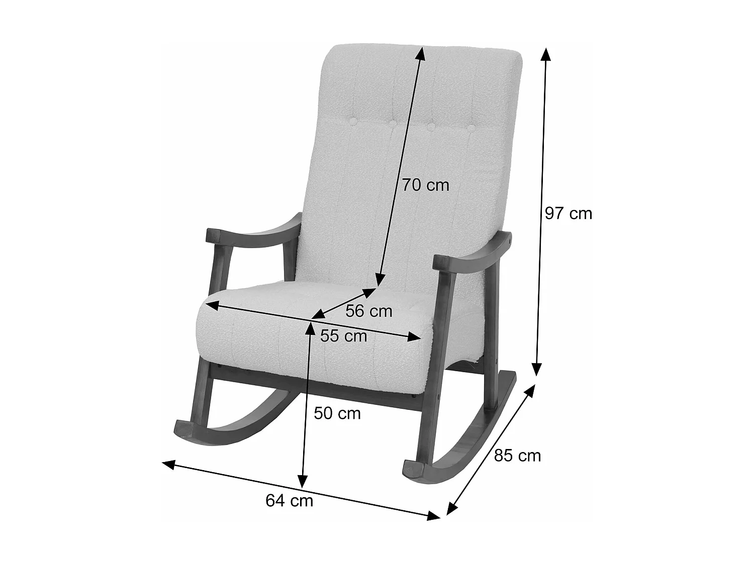 Schommelstoel MCW-K10,  taupe, frame naturel