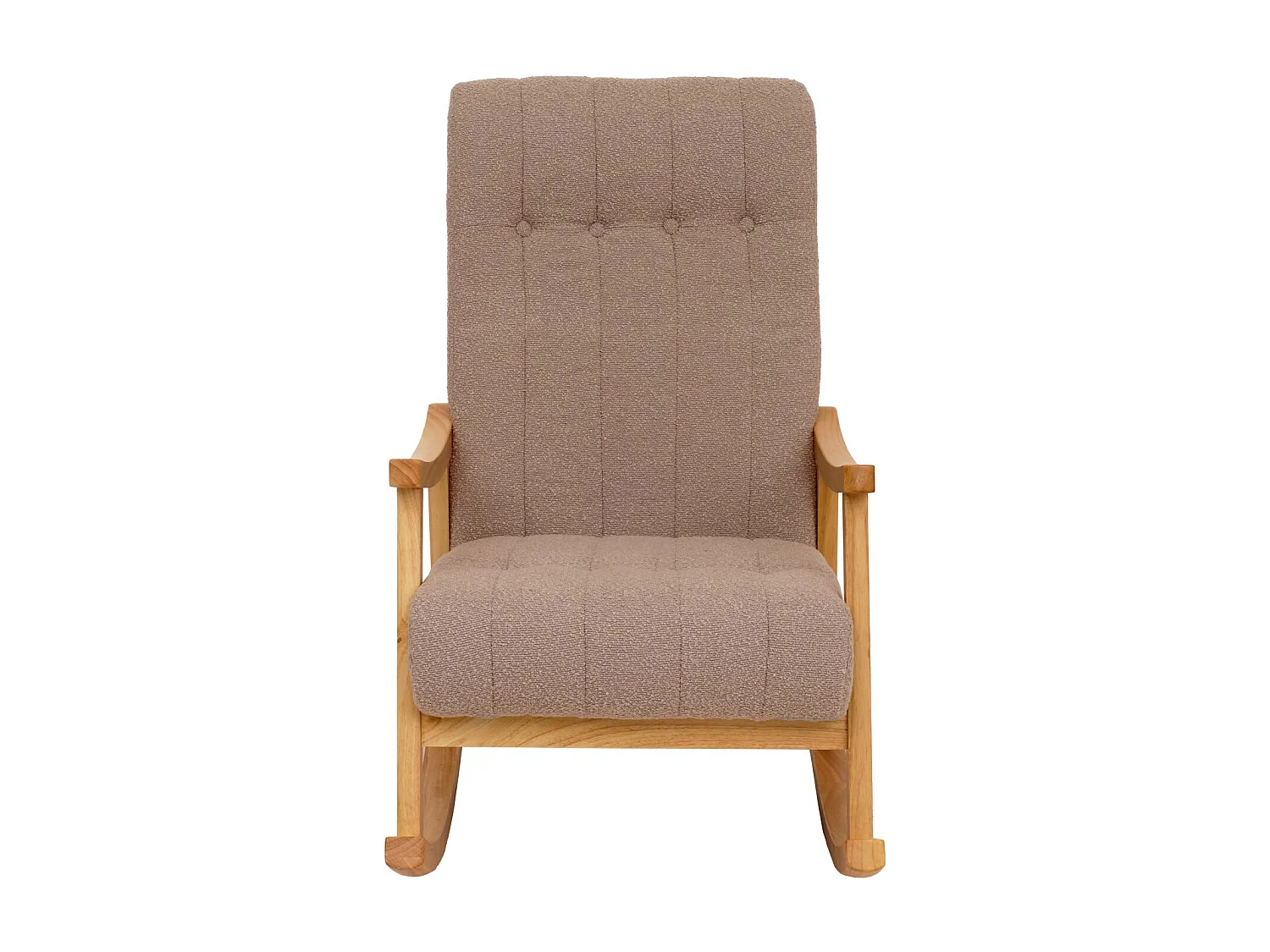 Fauteuil à bascule MCW-K10,  taupe, piètement naturel
