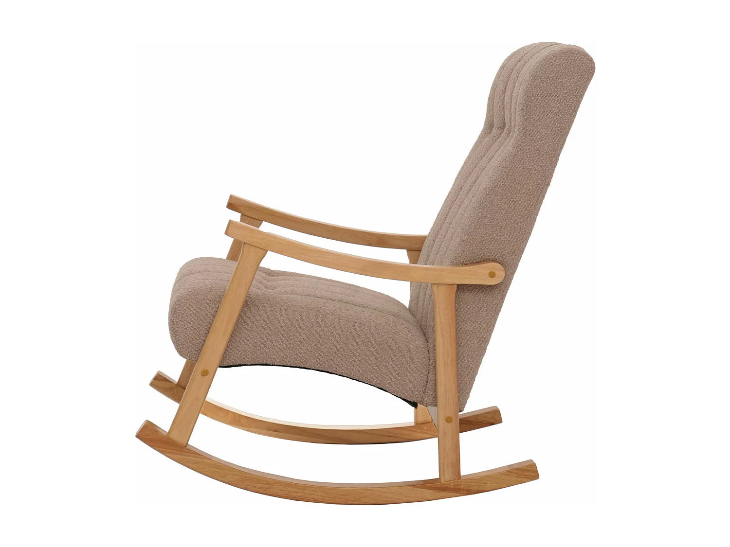 Fauteuil à bascule MCW-K10,  taupe, piètement naturel