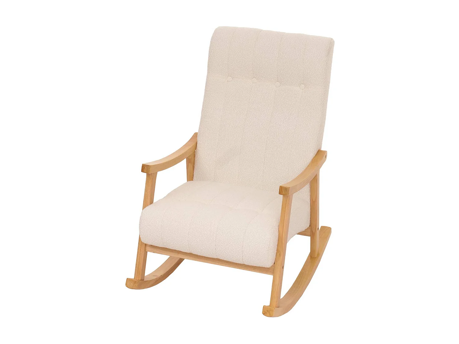 Silla mecedora MCW-K10,  color crema, estructura natural