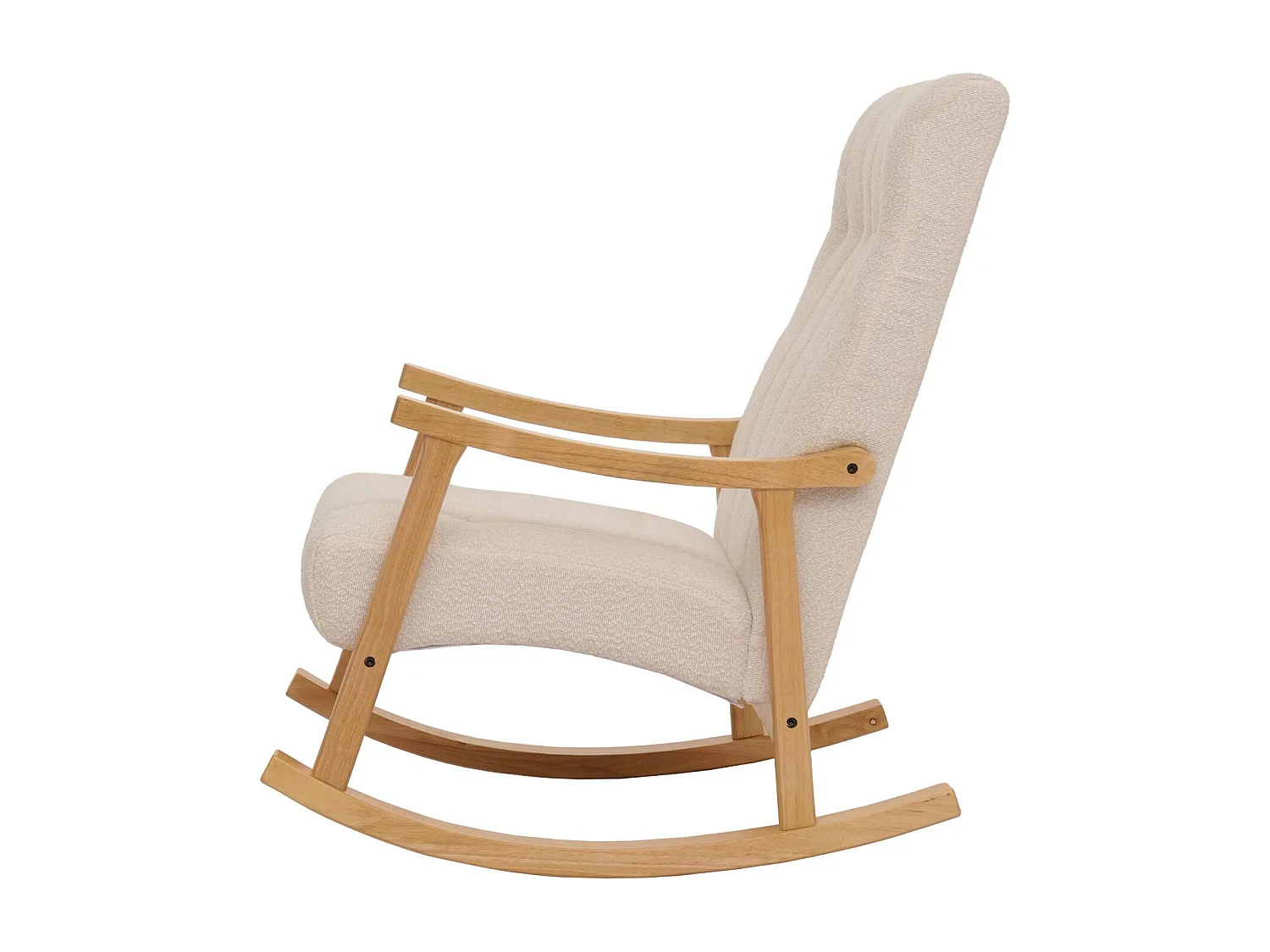 Silla mecedora MCW-K10,  color crema, estructura natural