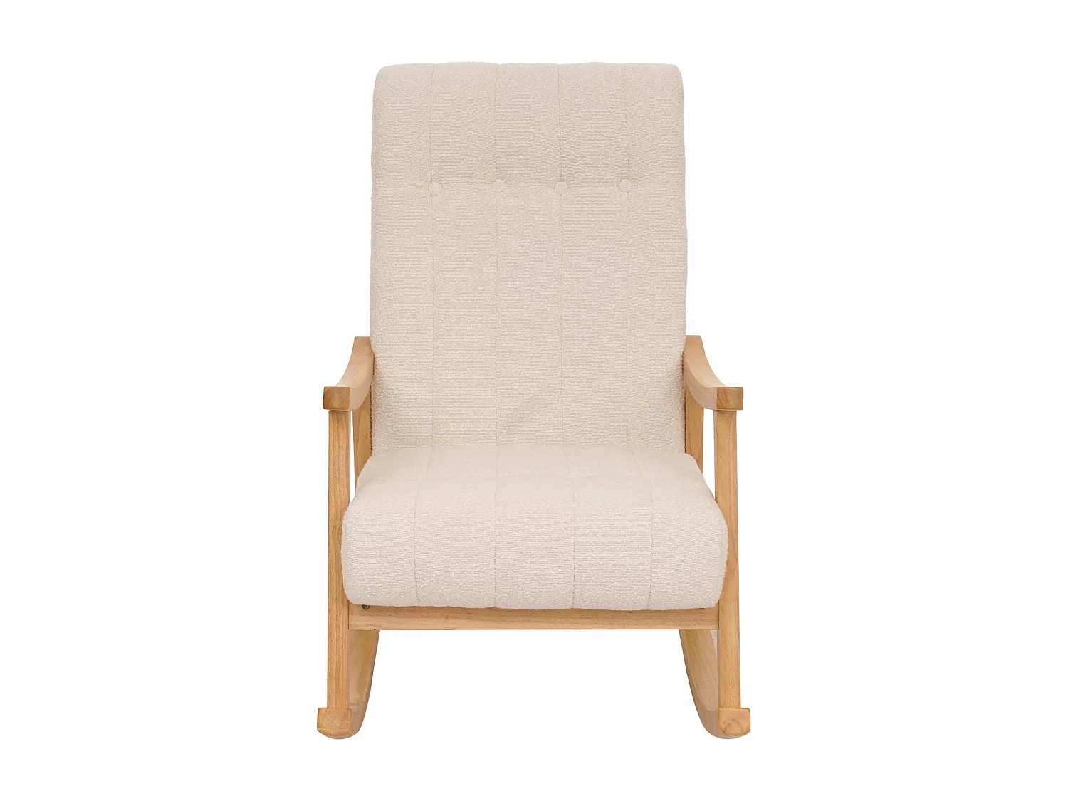 Fauteuil à bascule MCW-K10,  crème, structure naturelle