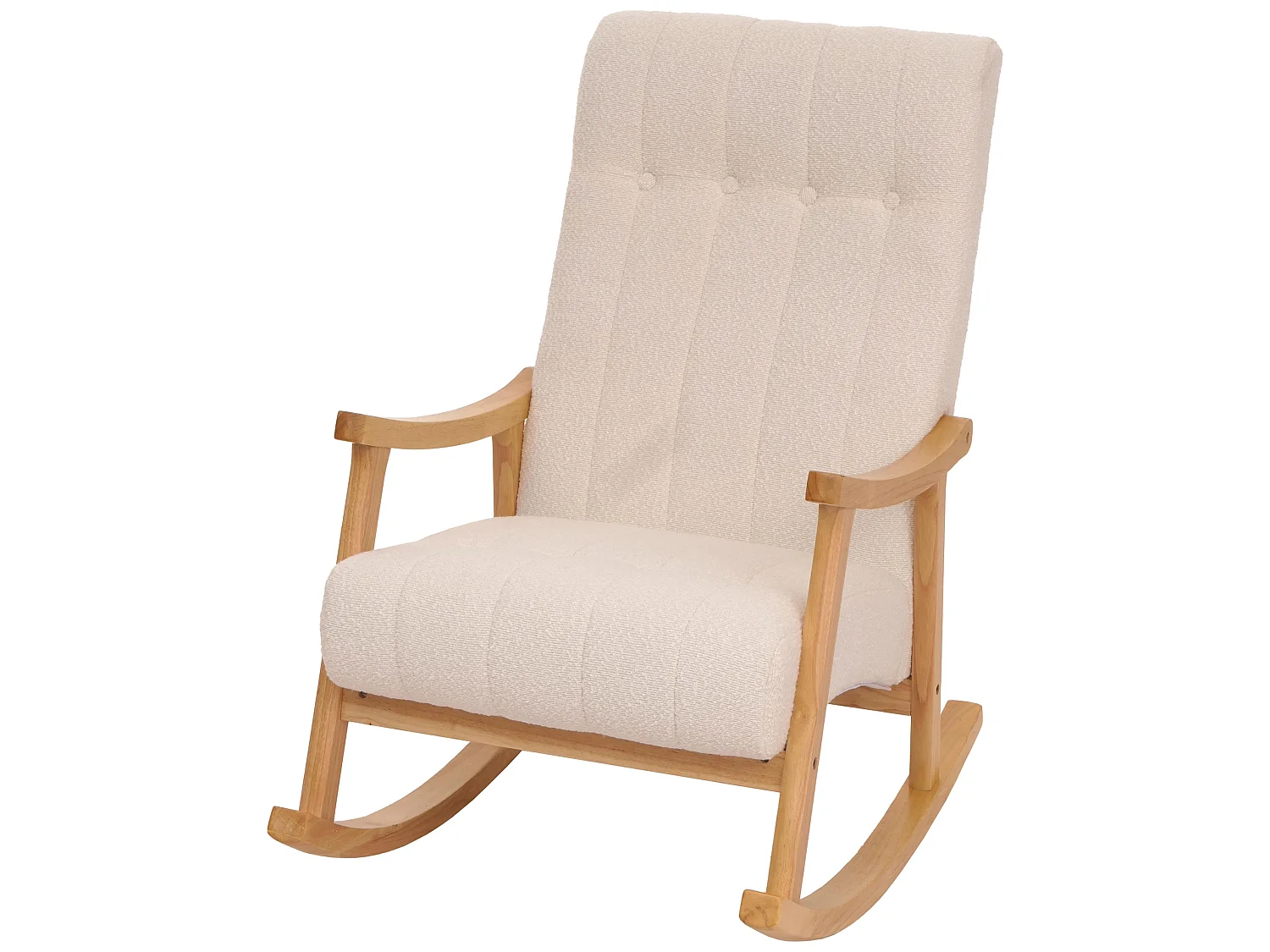 Fotel bujany MCW-K10,  kremowy, stelaż w kolorze naturalnym