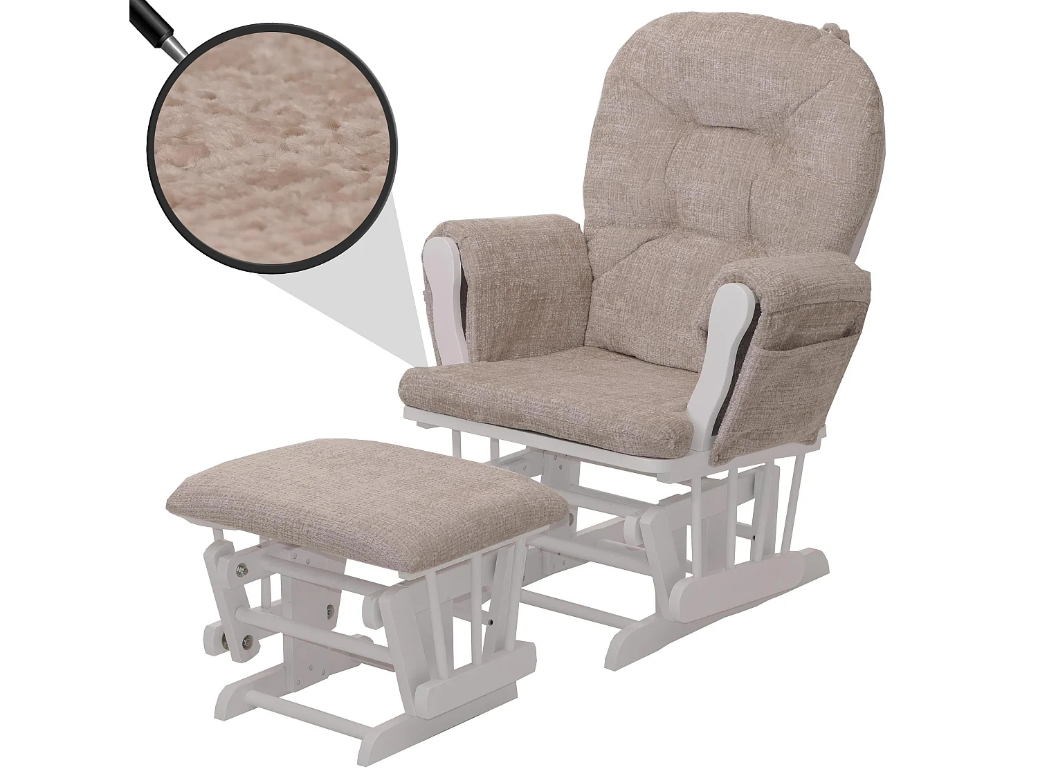 Fauteuil de relaxation MCW-C76,  crème, piètement blanc