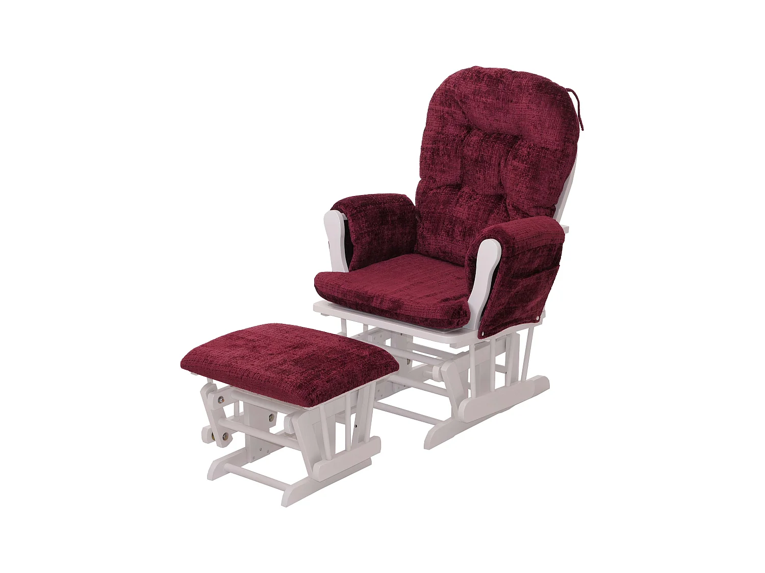 Fauteuil de relaxation MCW-C76,  bordeaux, piètement blanc
