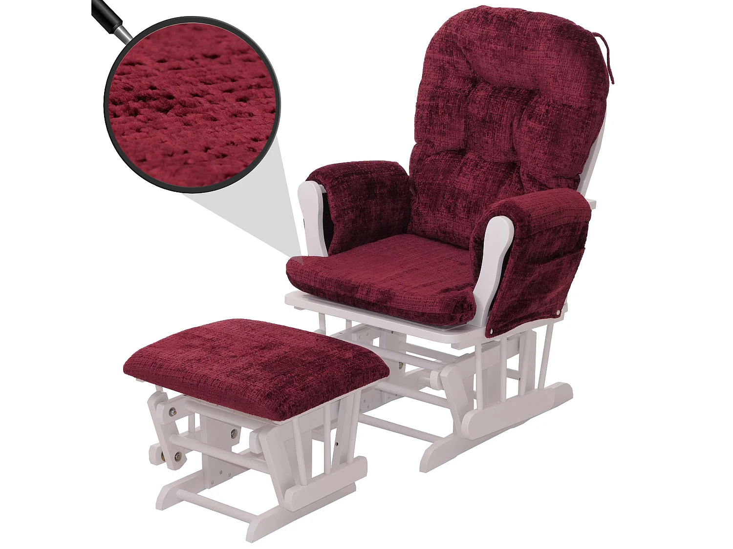 Fauteuil de relaxation MCW-C76,  bordeaux, piètement blanc