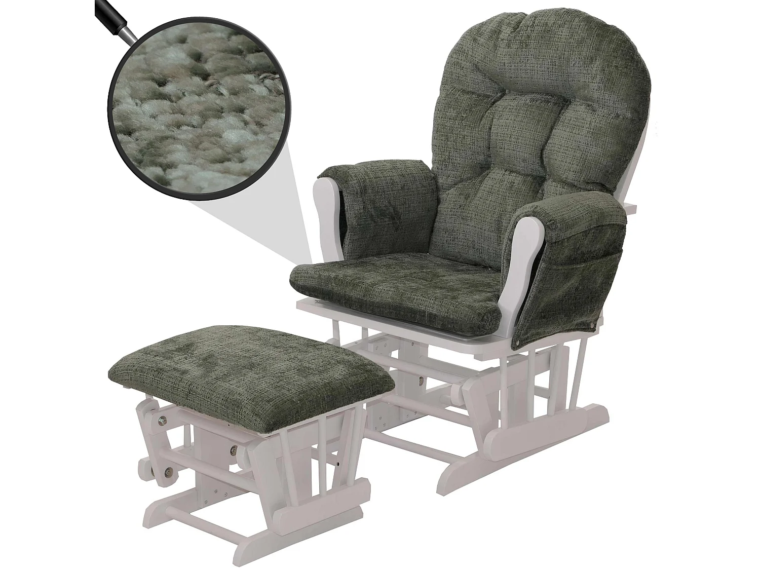 Fauteuil de relaxation MCW-C76,  vert, piètement blanc